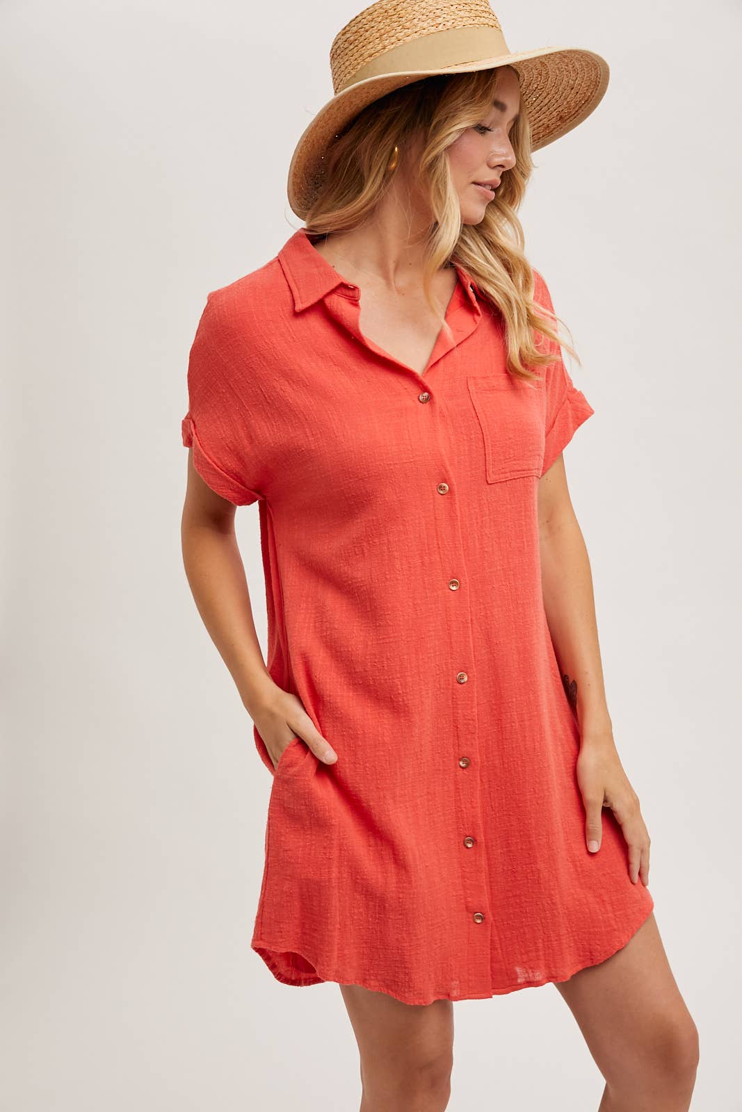 BUTTON UP SHIRT DRESS