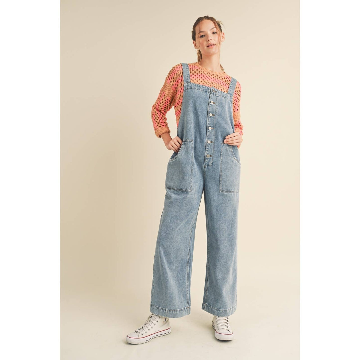 OPEN BACK DENIM OVERALL