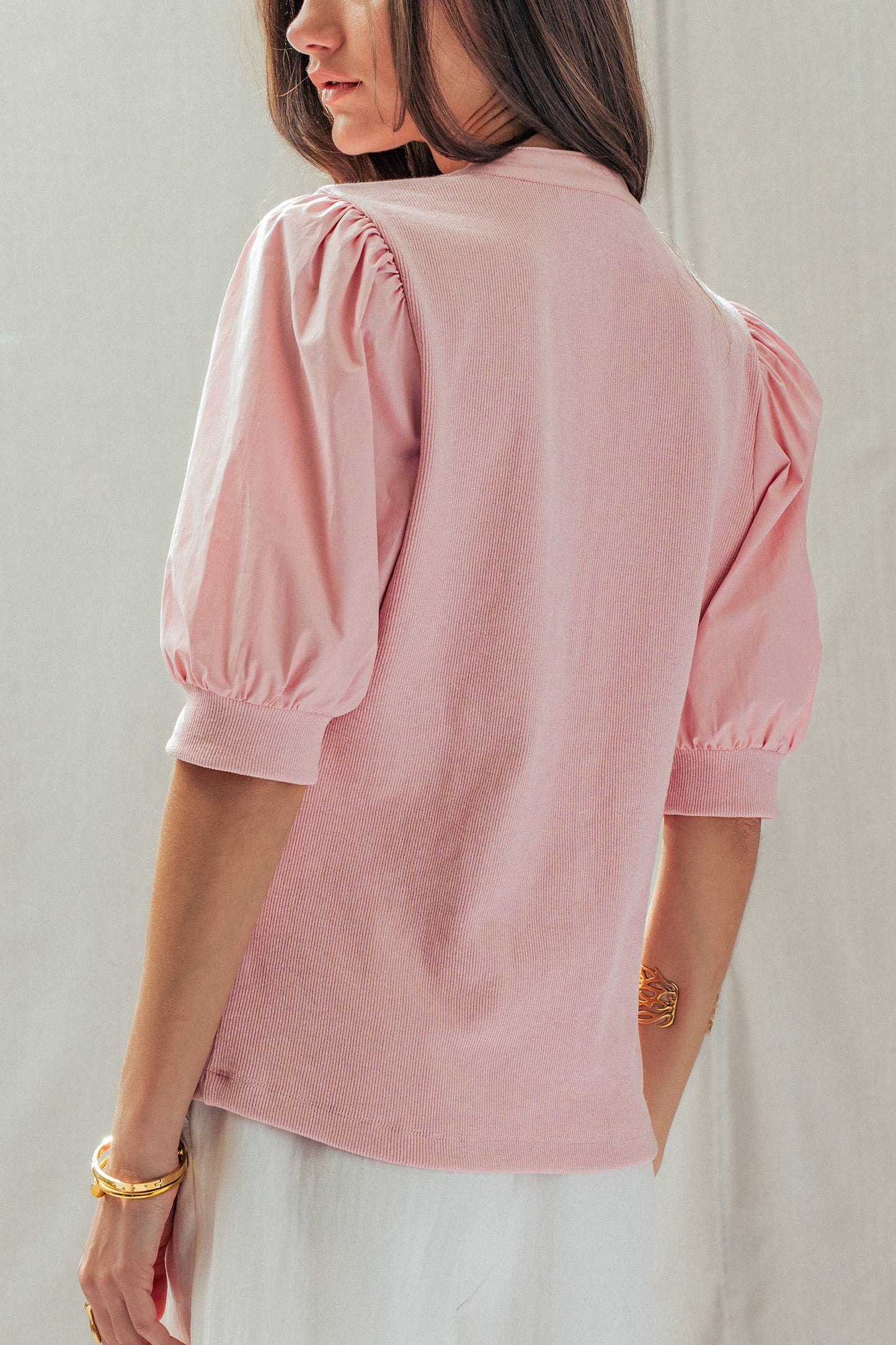 Puff Sleeve Henley Top