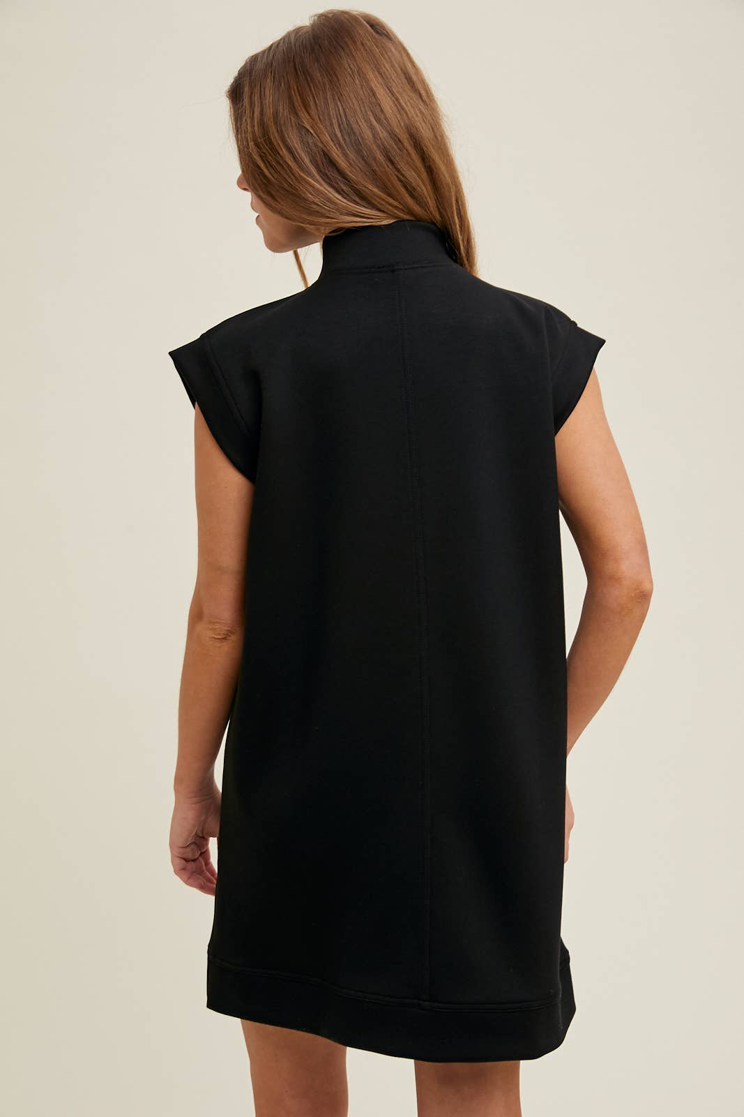 SCUBA HALF-ZIP MINI DRESS