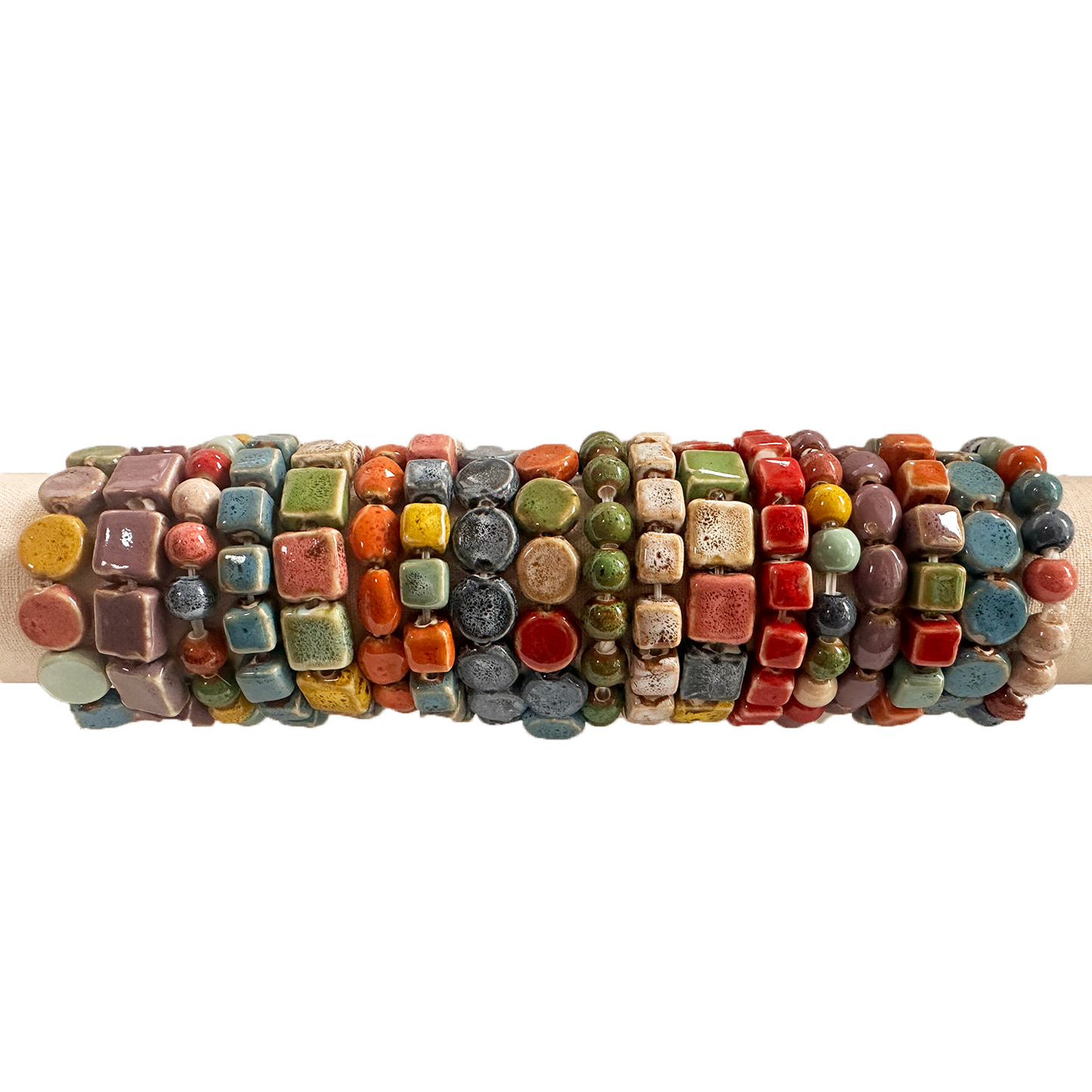 Multi-Color Clay Beaded Stretch Bracelets