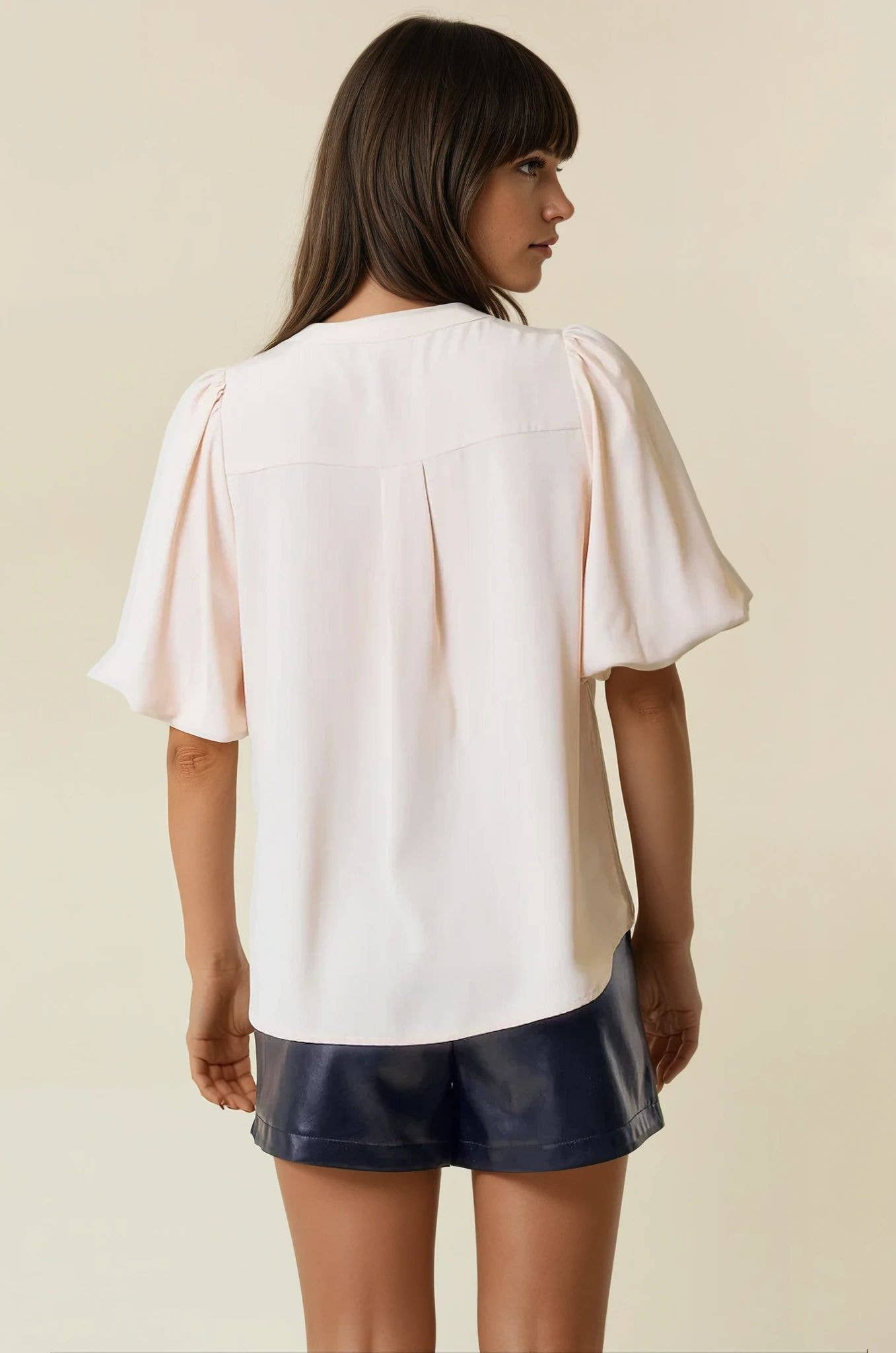 BUBBLE PINTUCK BUTTON DOWN BLOUSE