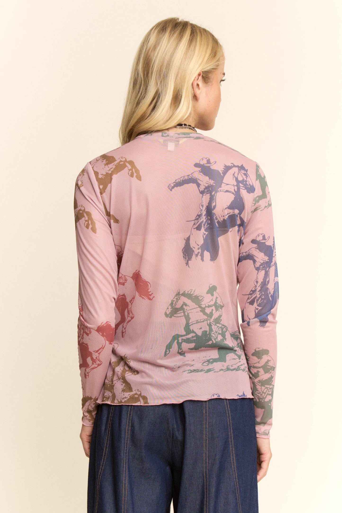 RUNNING HORSE CAMO PRINTED MESH TOP