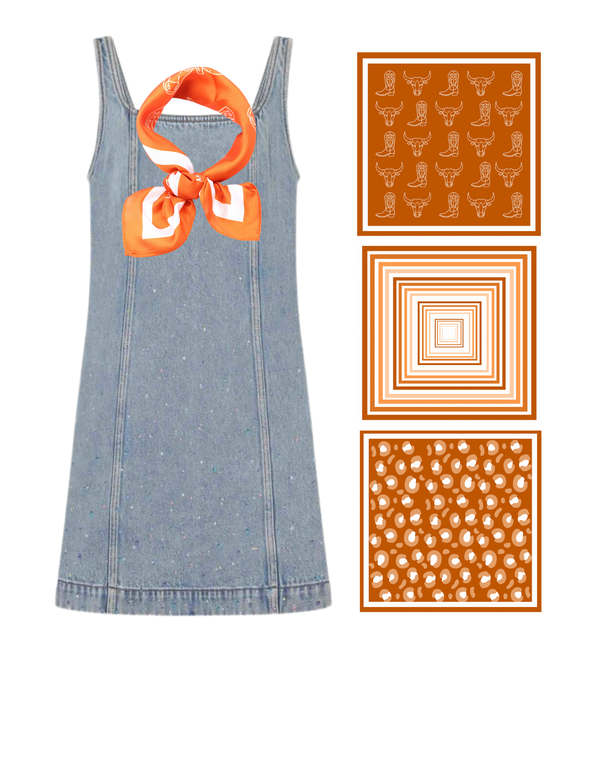 Gameday Bandana Scarf in Burt Orange & White