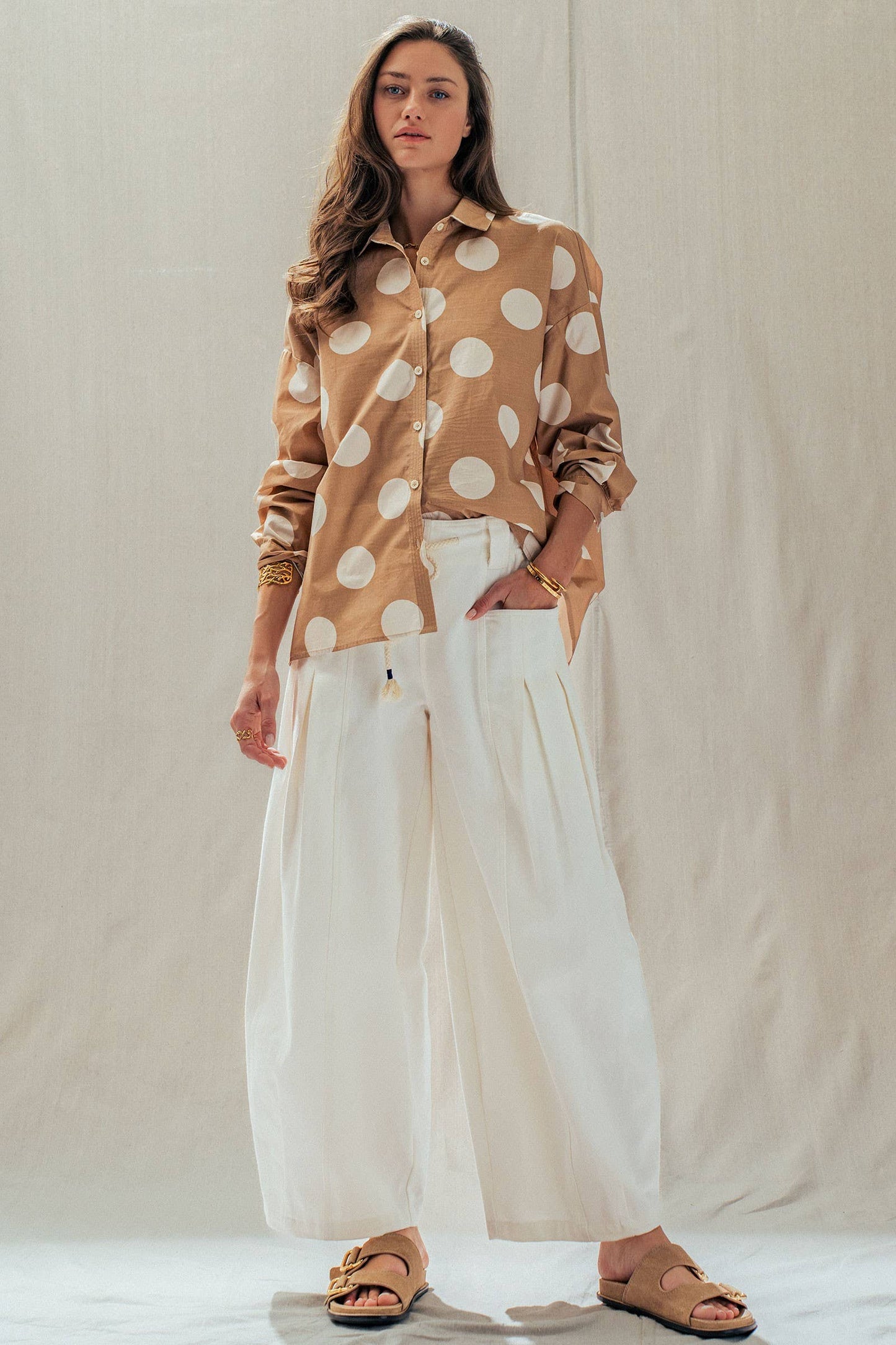 Polka Dot Button-Down Shirt