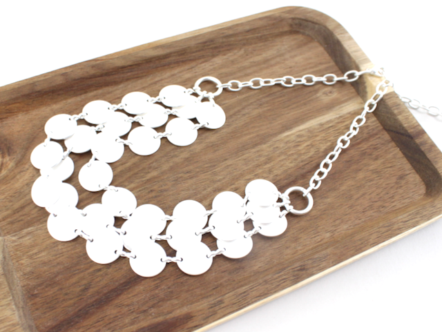 3 Row Round Disk Chain Necklace