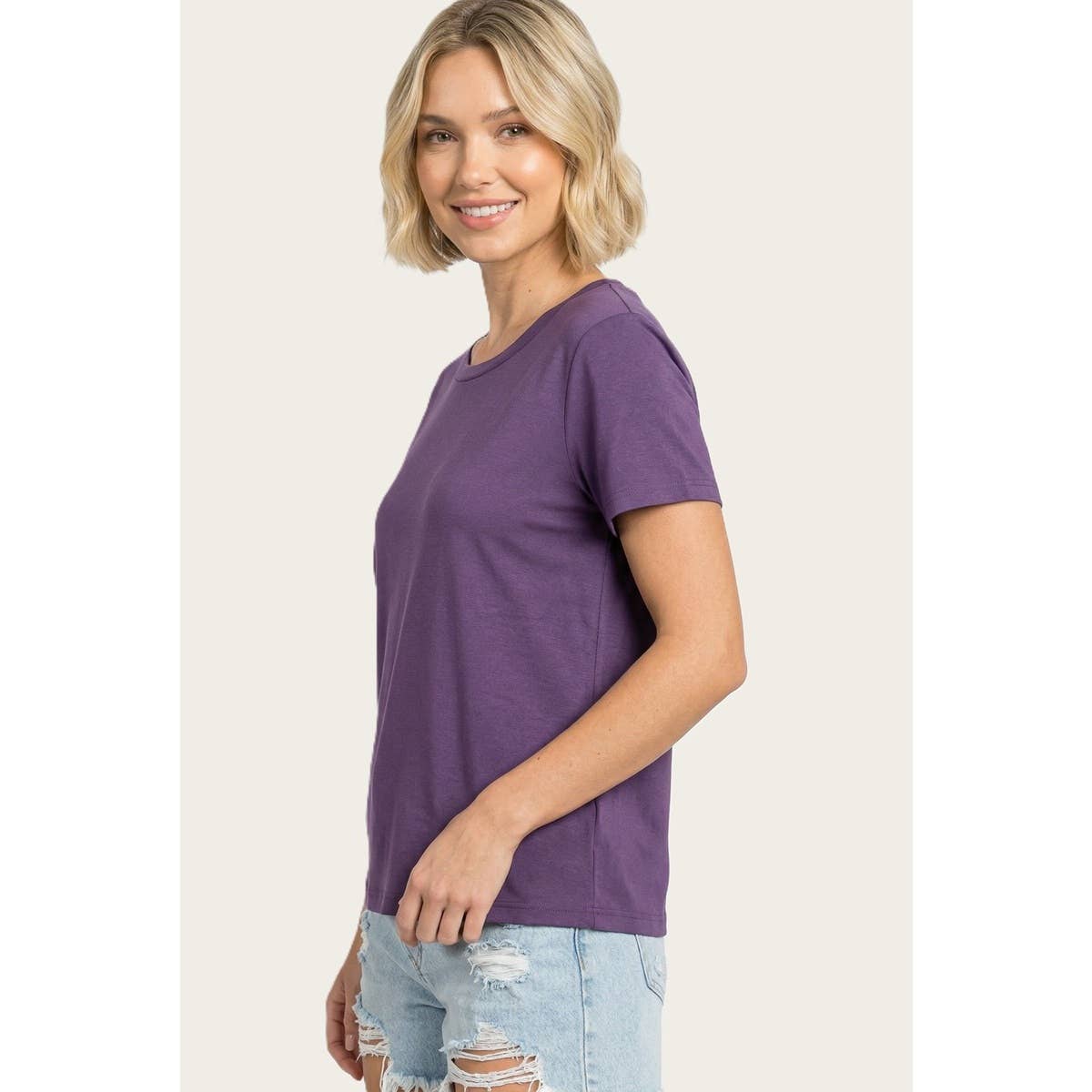 BASIC SOLID SHORT SLEEVE JERSEY TOP