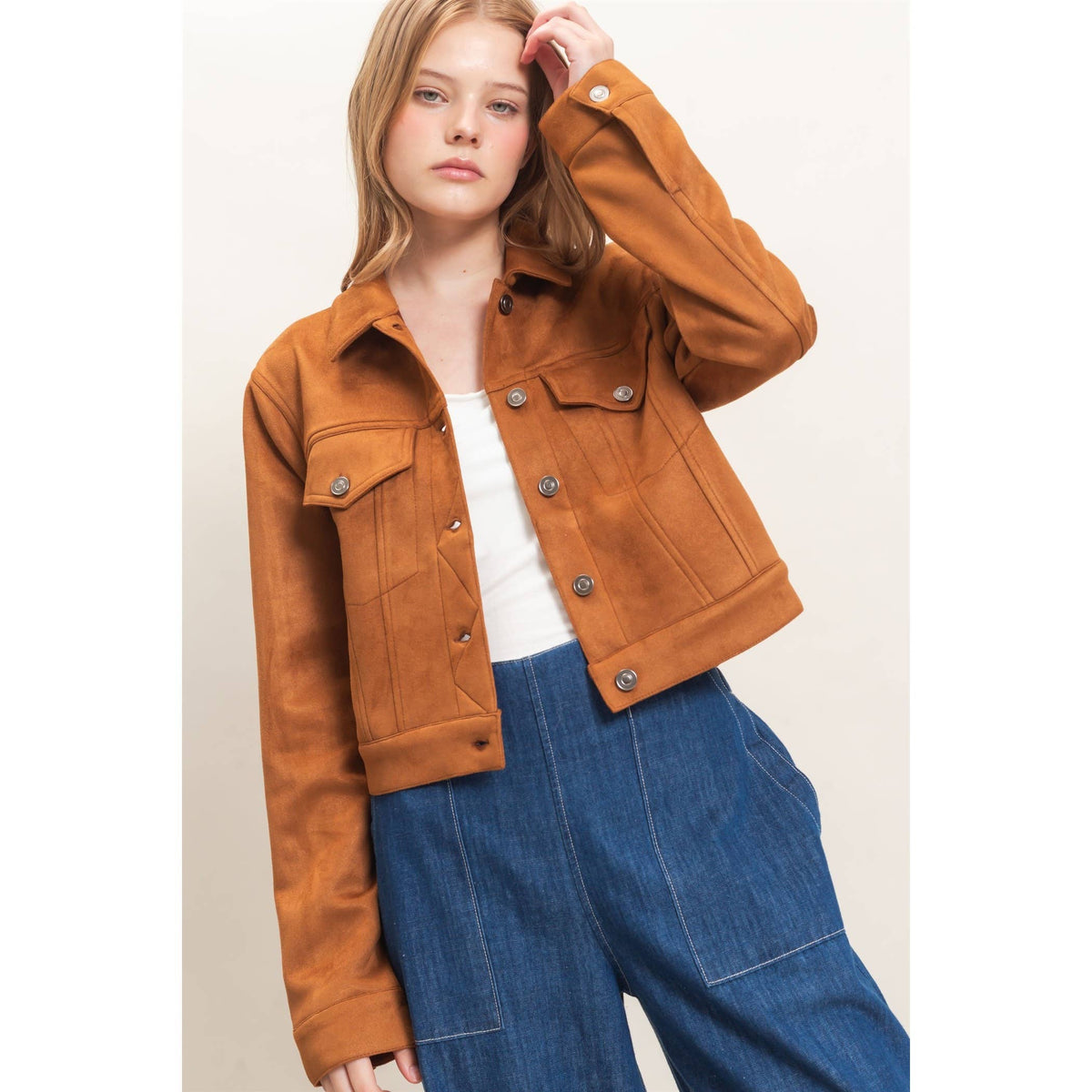 Button-Up Suede Jacket
