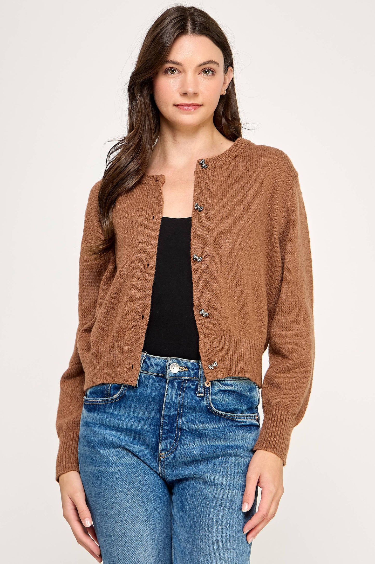CARDIGAN WITH BOW DETAIL BUTTONS