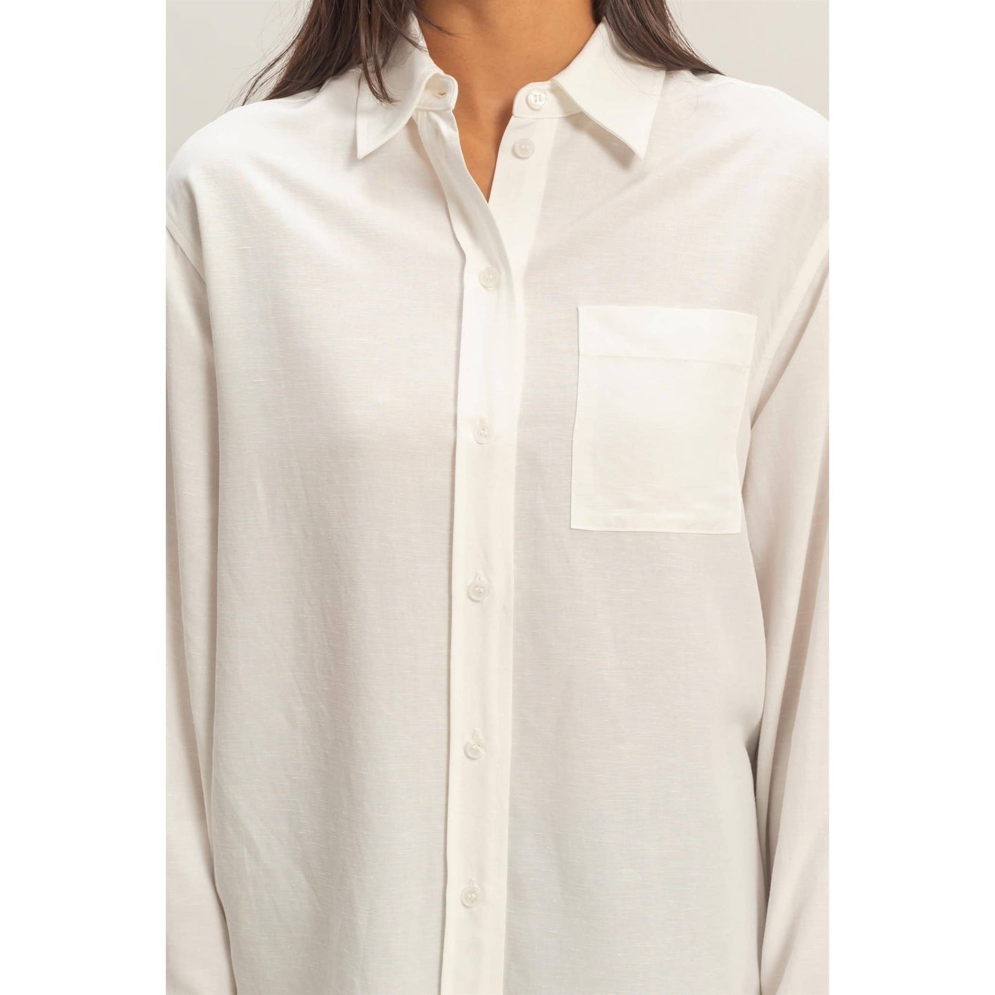 Linen Blend Button-Up Shirt