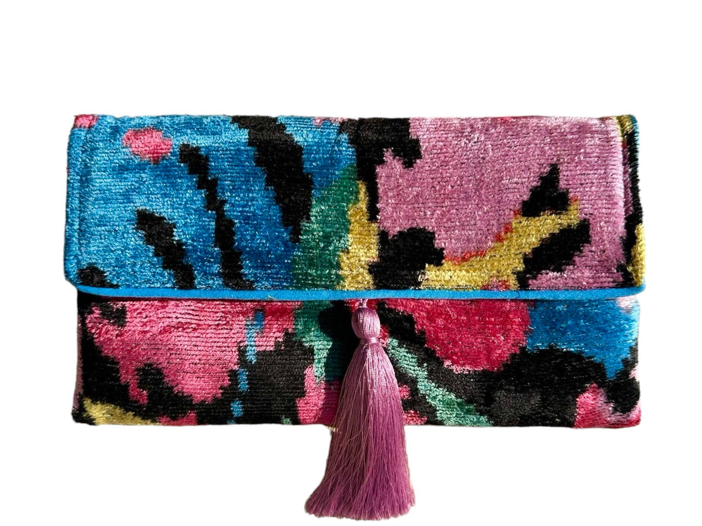 Silk Velvet Ikat Clutch