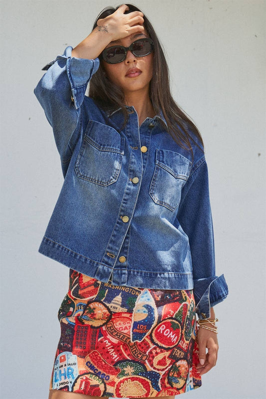 Vintage Wash Denim Shirt Jacket