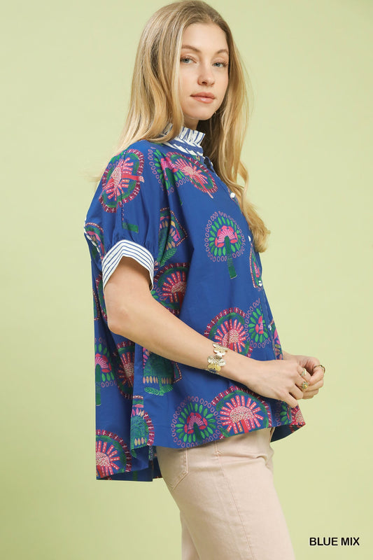 Abstract Print Button Front Top