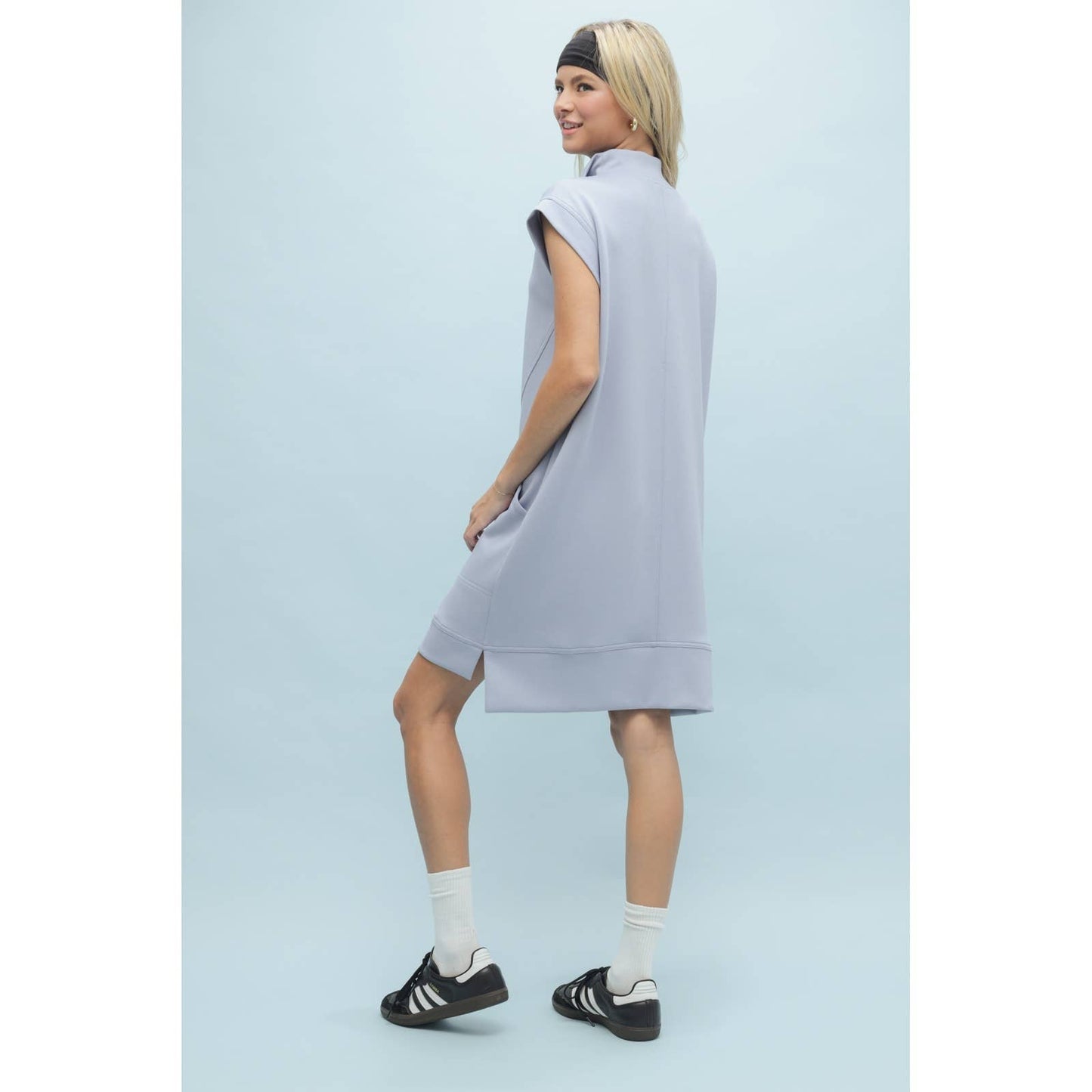 SCUBA HALF-ZIP MINI DRESS