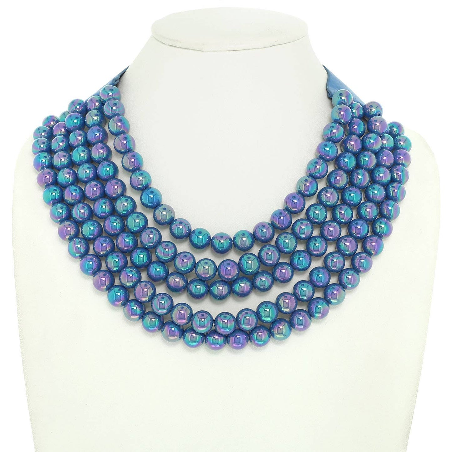 BLING METALLIC COLOR BEADED NECKLACE FAUX LEATHER MAGNETIC