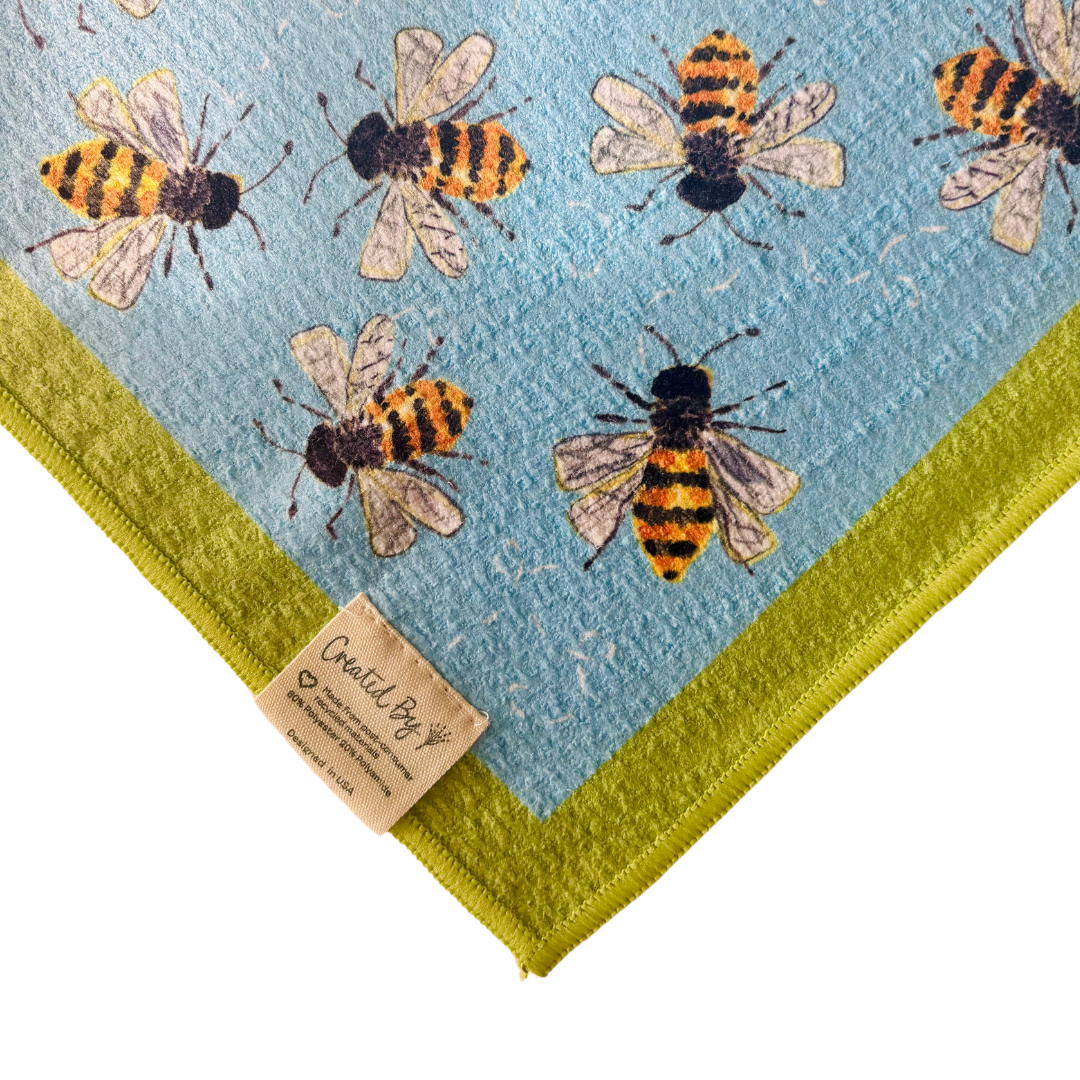 Double Sided Bee Happy Tea Towel