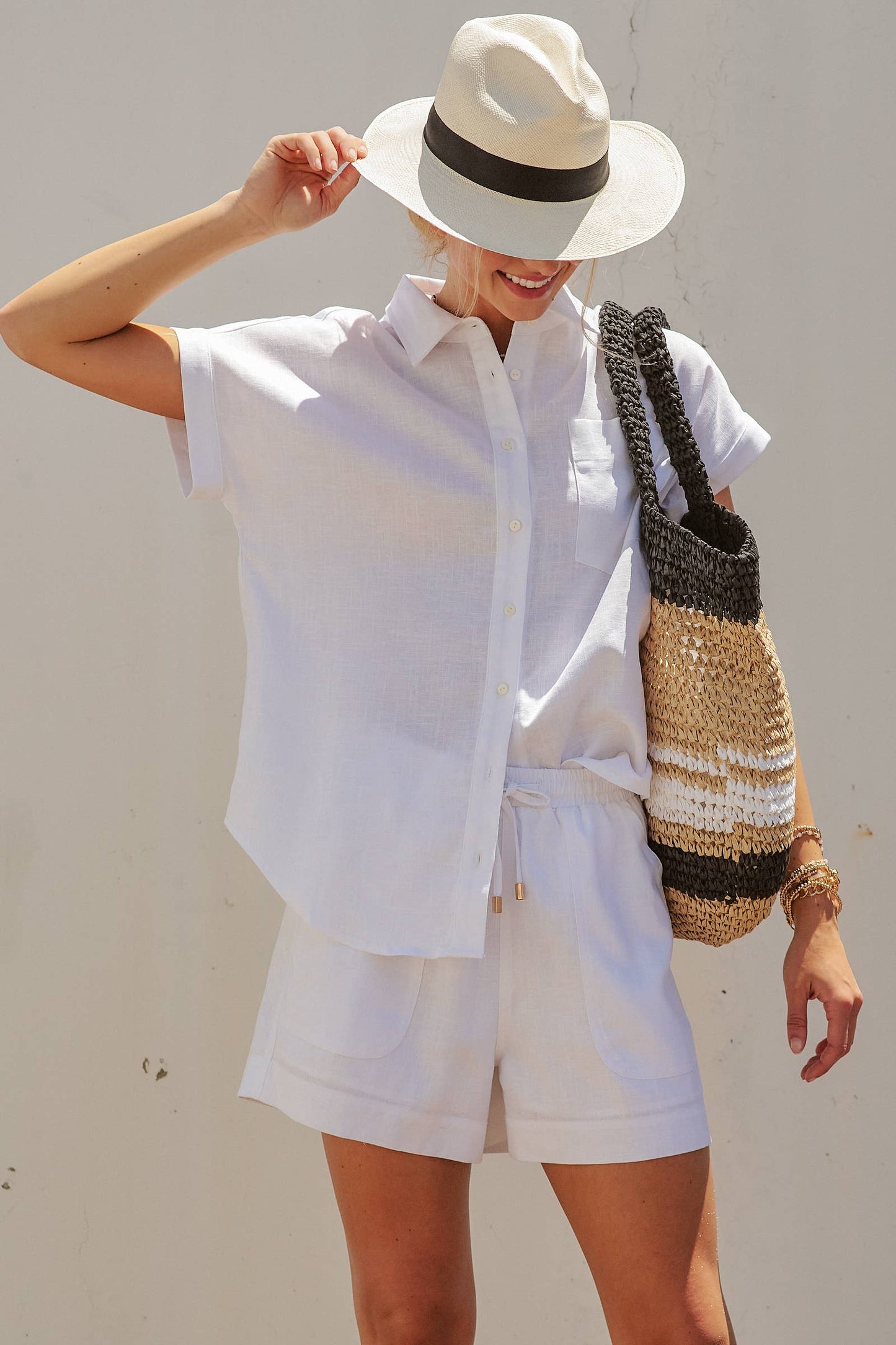 Linen Short Sleeve Button-Down Shirt