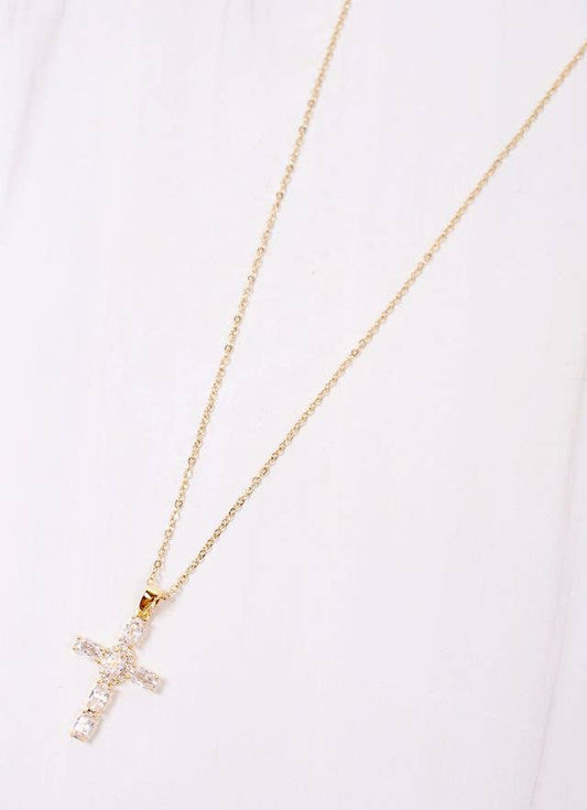 CZ Cross Necklace GOLD