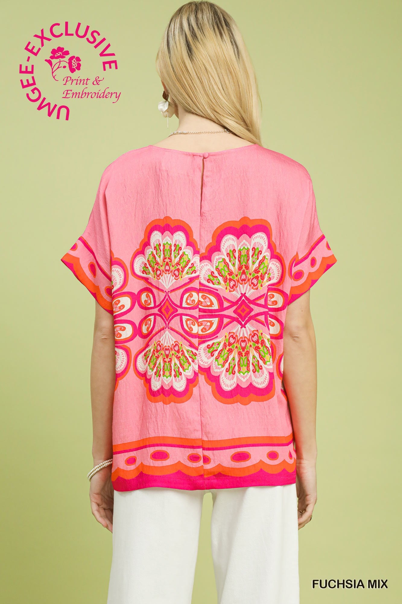 Mix Medallion Print Short Sleeve Top