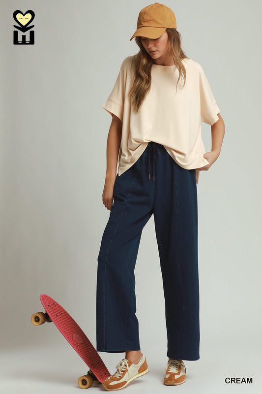 Tencel-Based Round Neck Short Sleeve Top