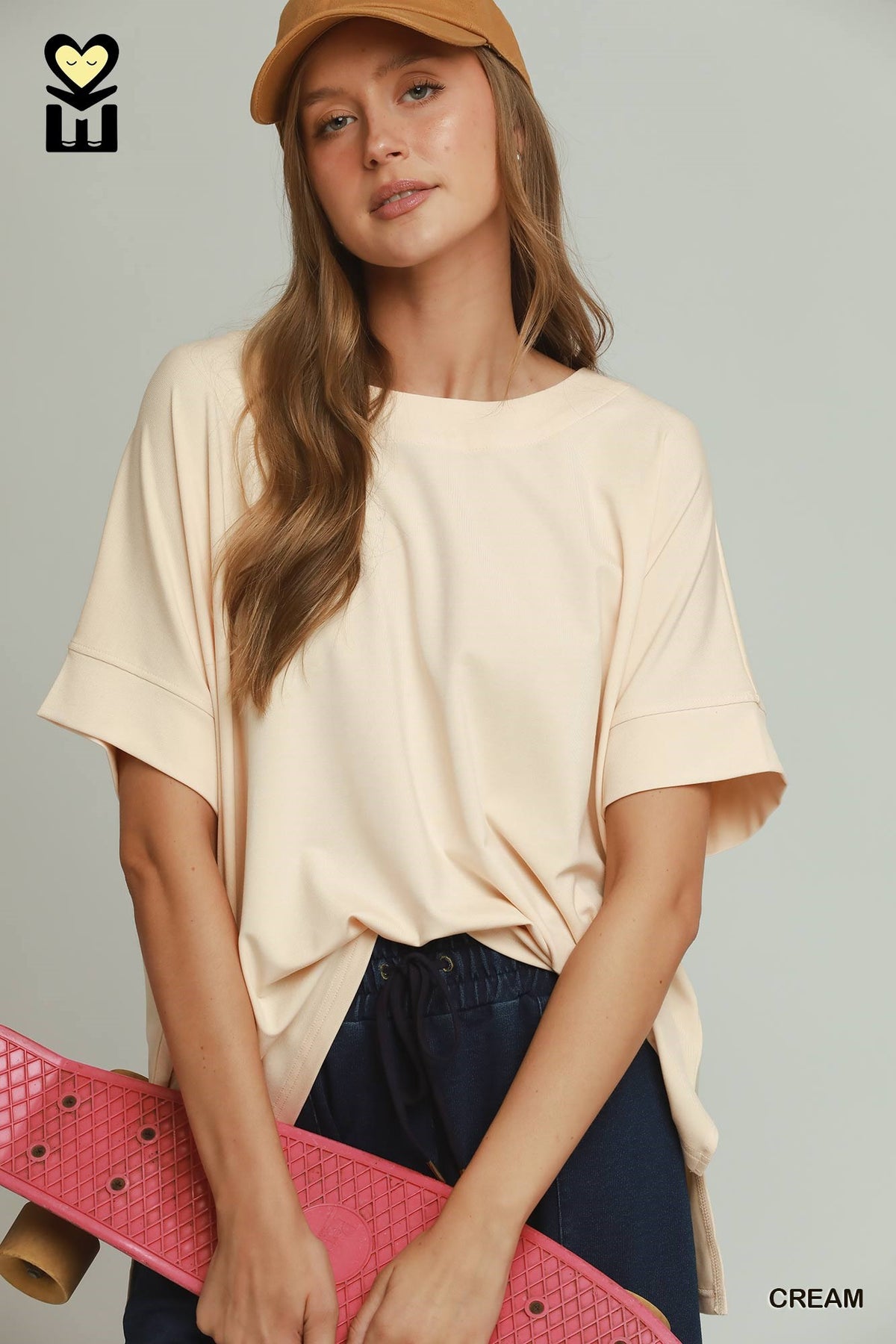 Tencel-Based Round Neck Short Sleeve Top