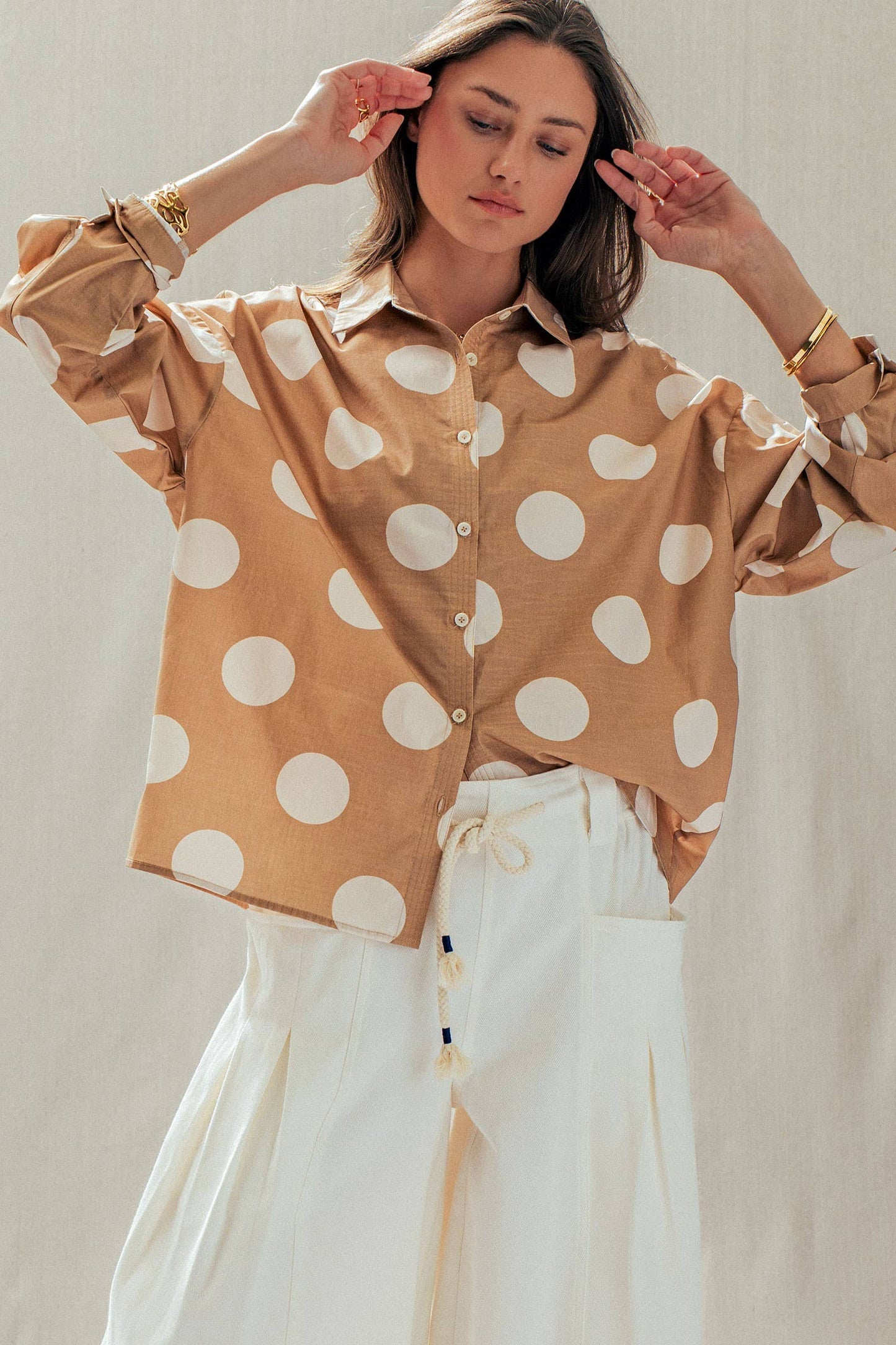Polka Dot Button-Down Shirt