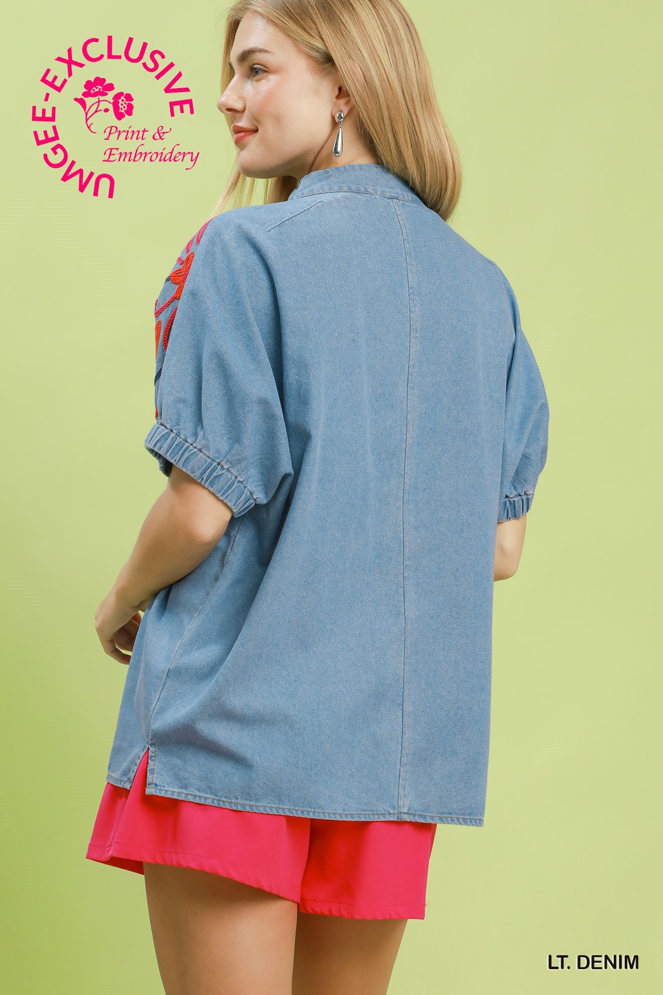 Embroidered Denim Top