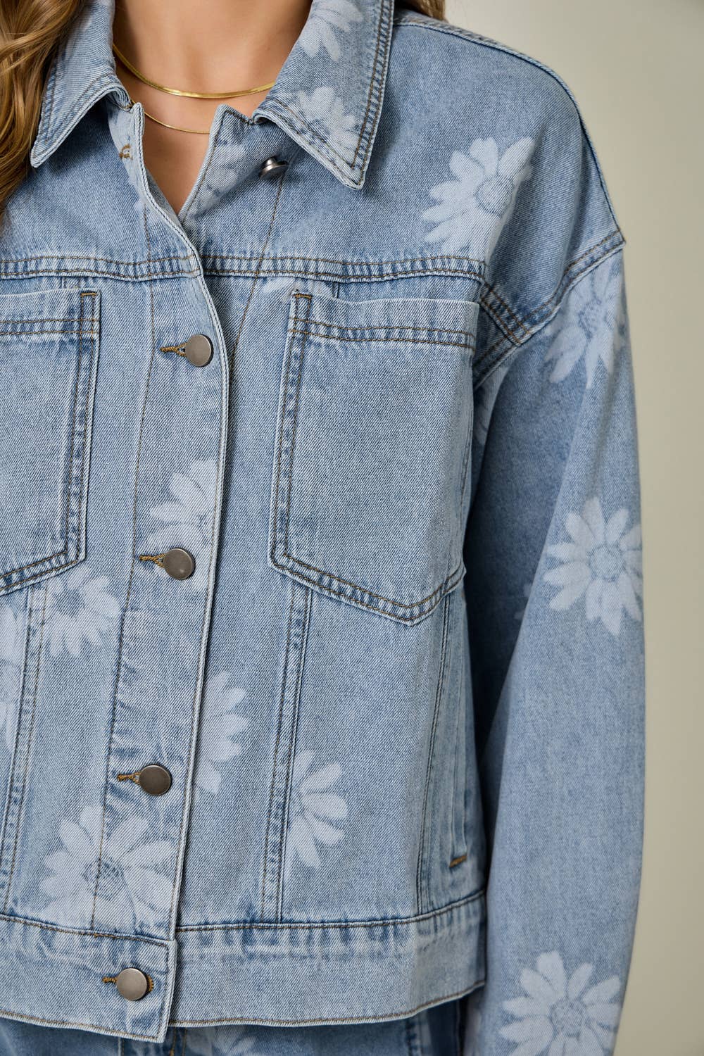 Floral Printed Denim Jacket