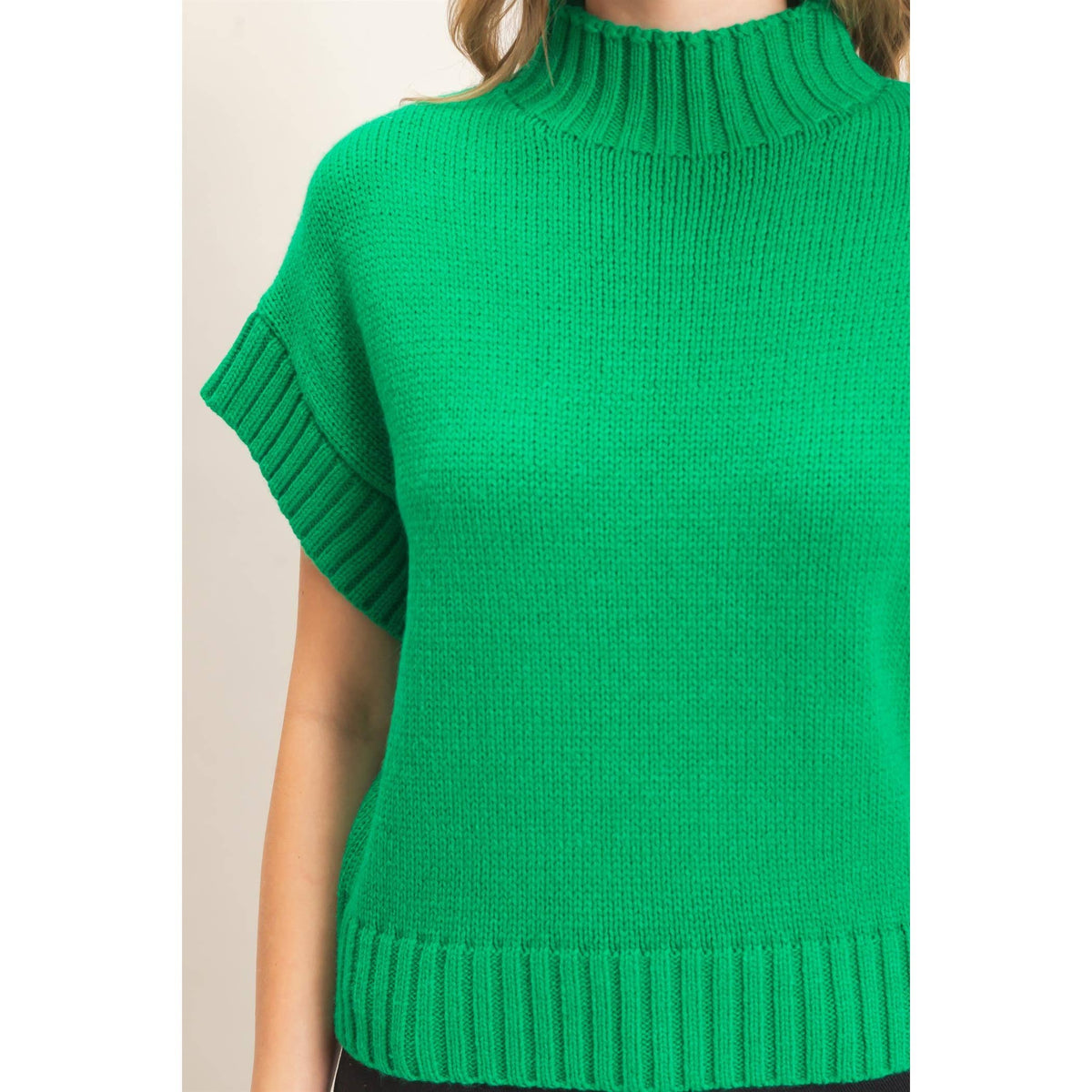 Ribbed Mock Neck Sweater Vest