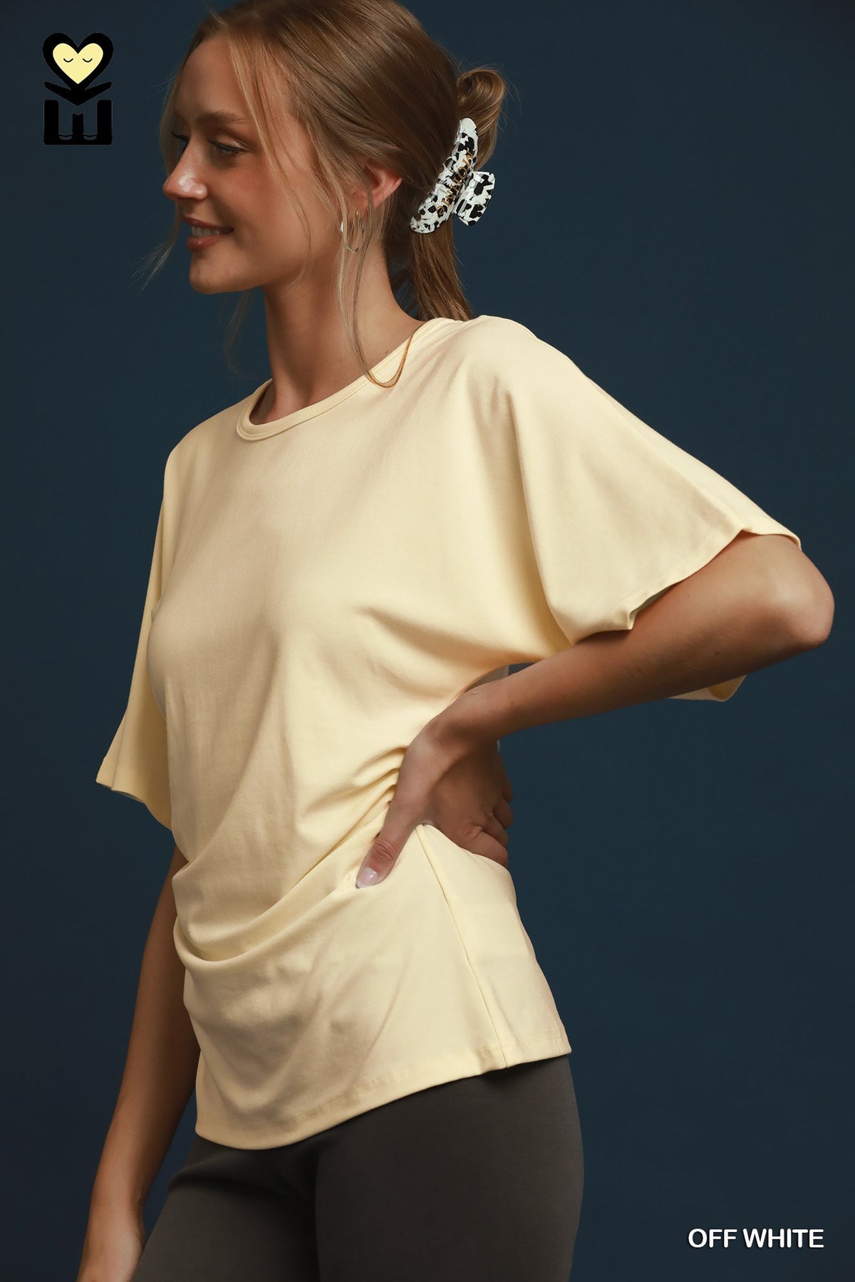 Half-Sleeve Top with Ruching Detail