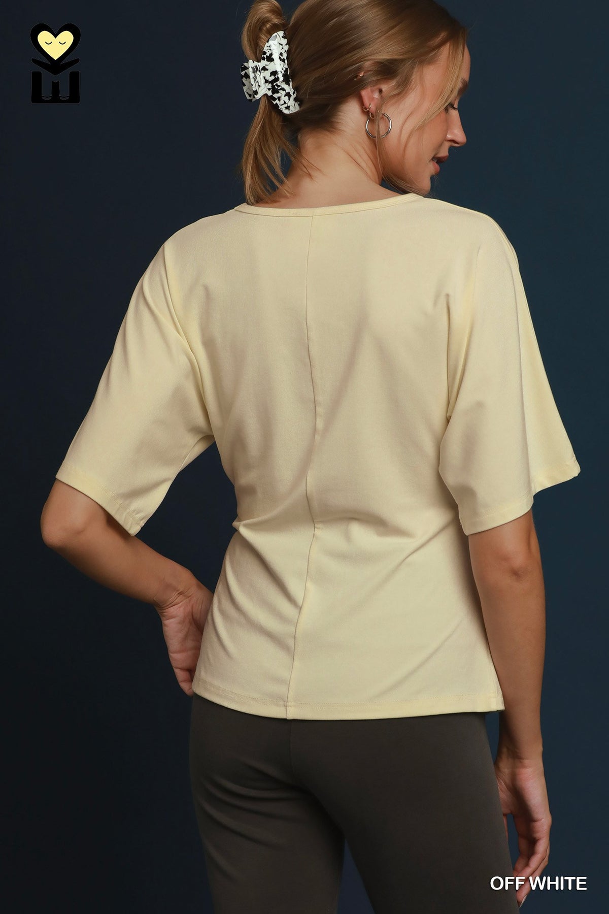 Half-Sleeve Top with Ruching Detail