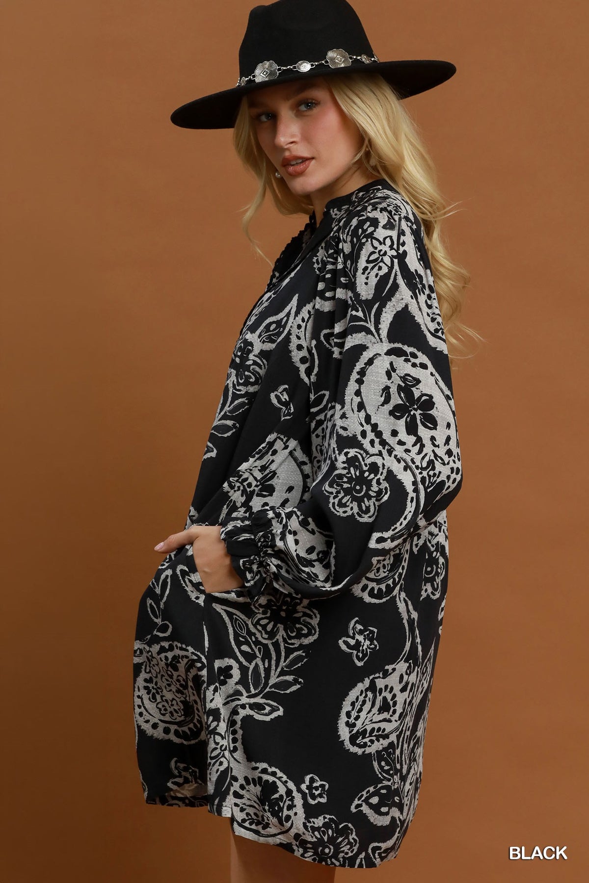 Paisley Floral V Neck Dress