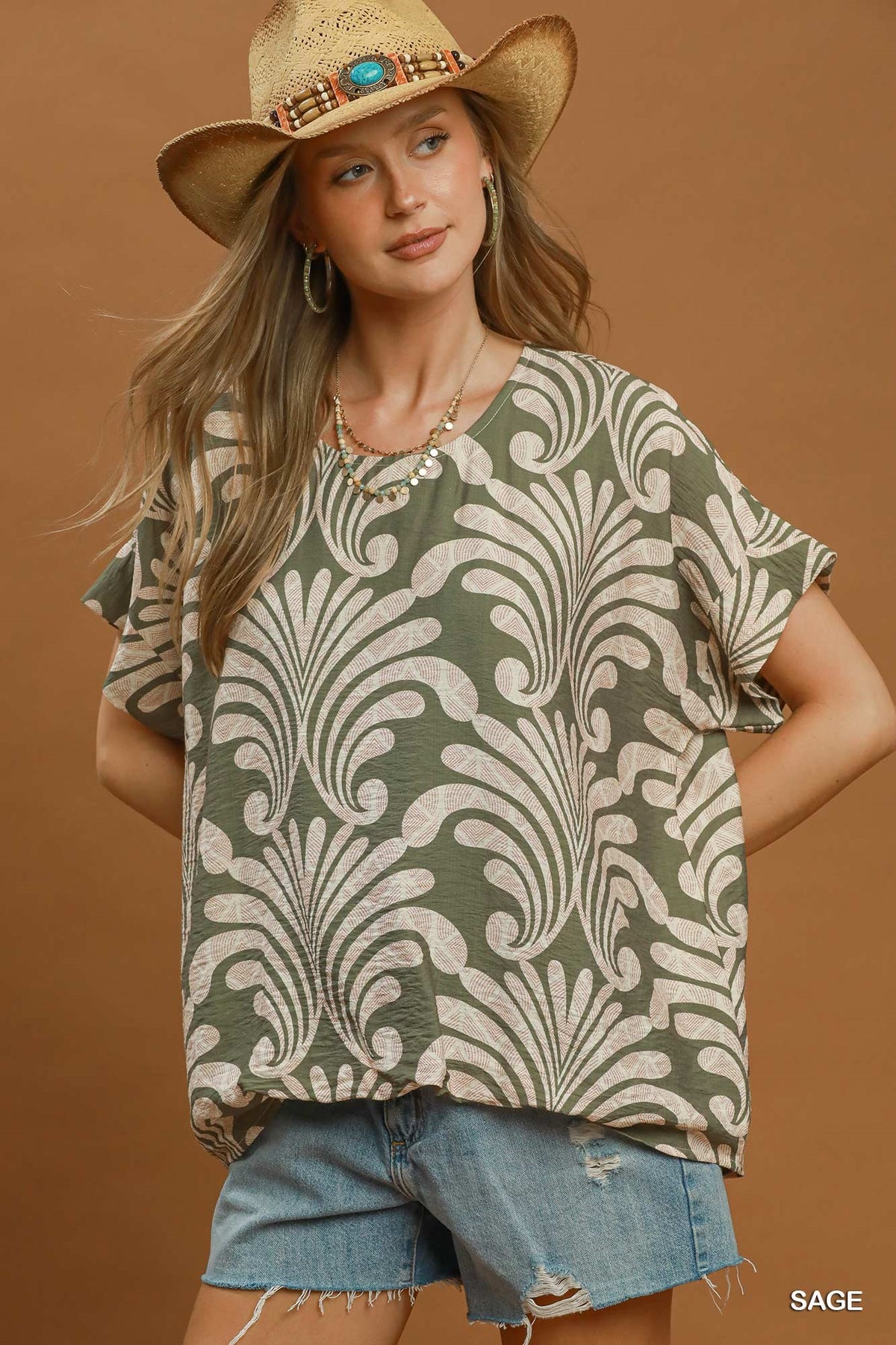 Abstract Botanical Print Relaxed Top