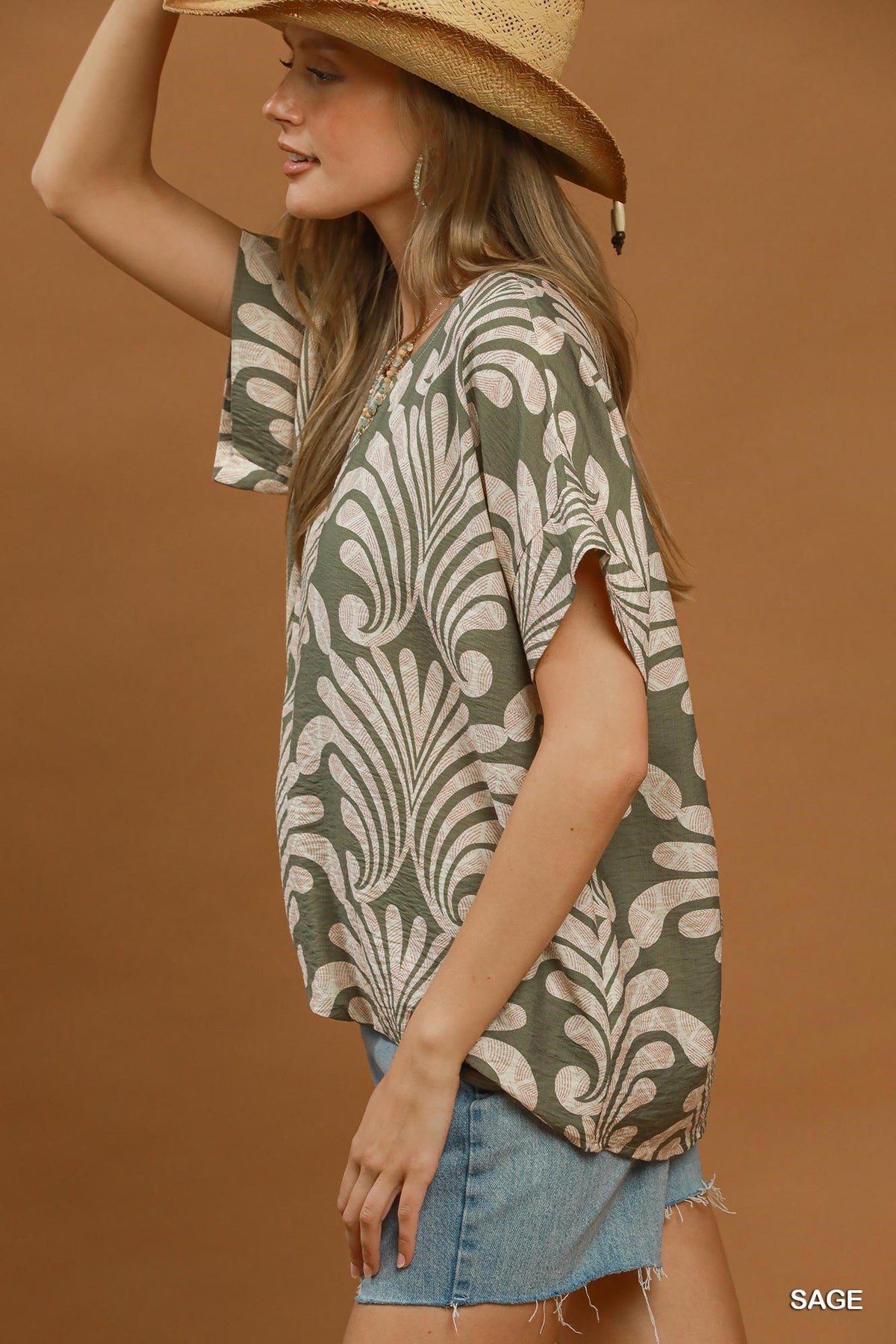 Abstract Botanical Print Relaxed Top