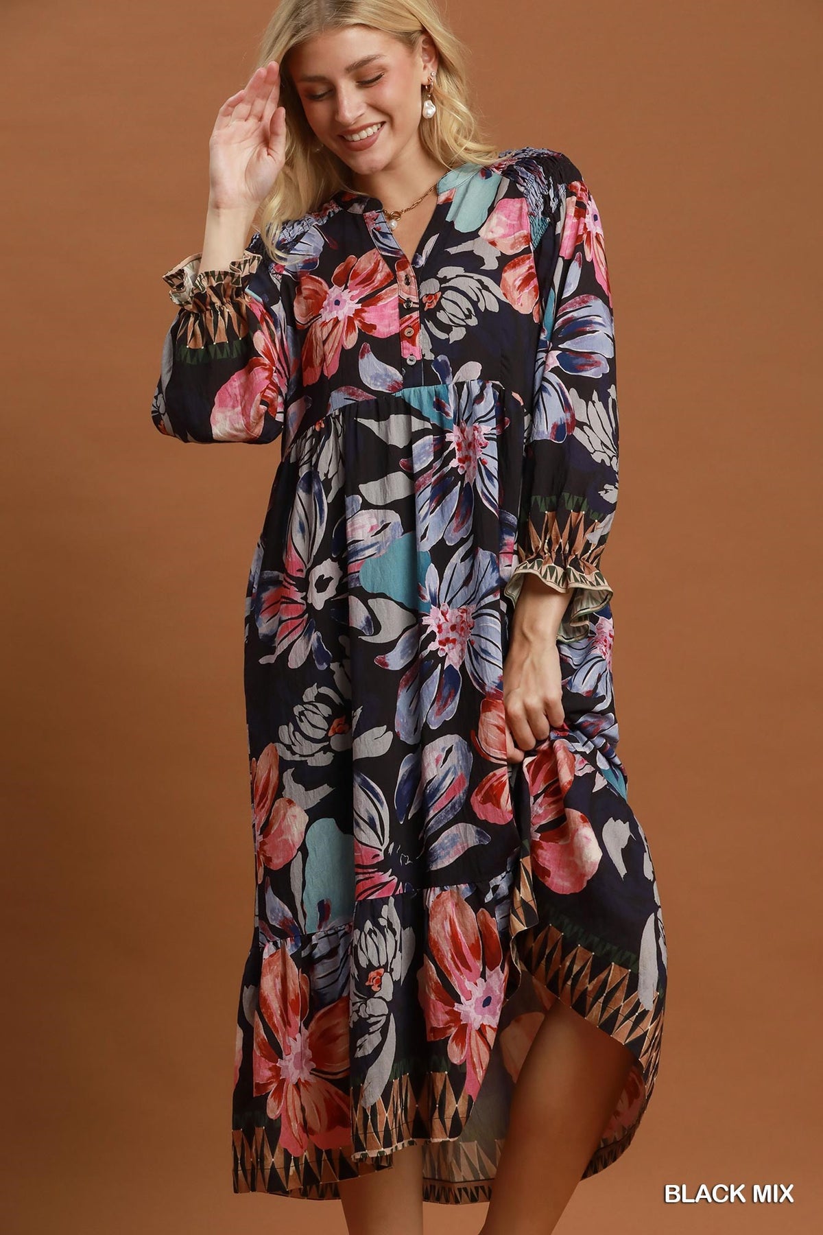 Boho Print tired Midi Dress