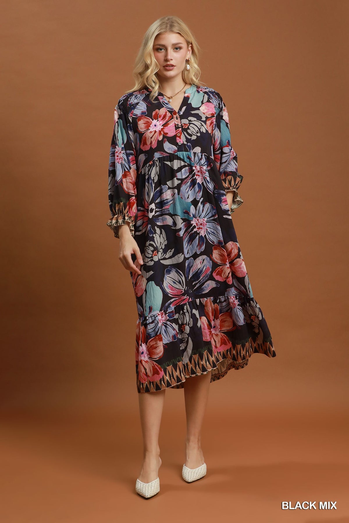Boho Print tired Midi Dress