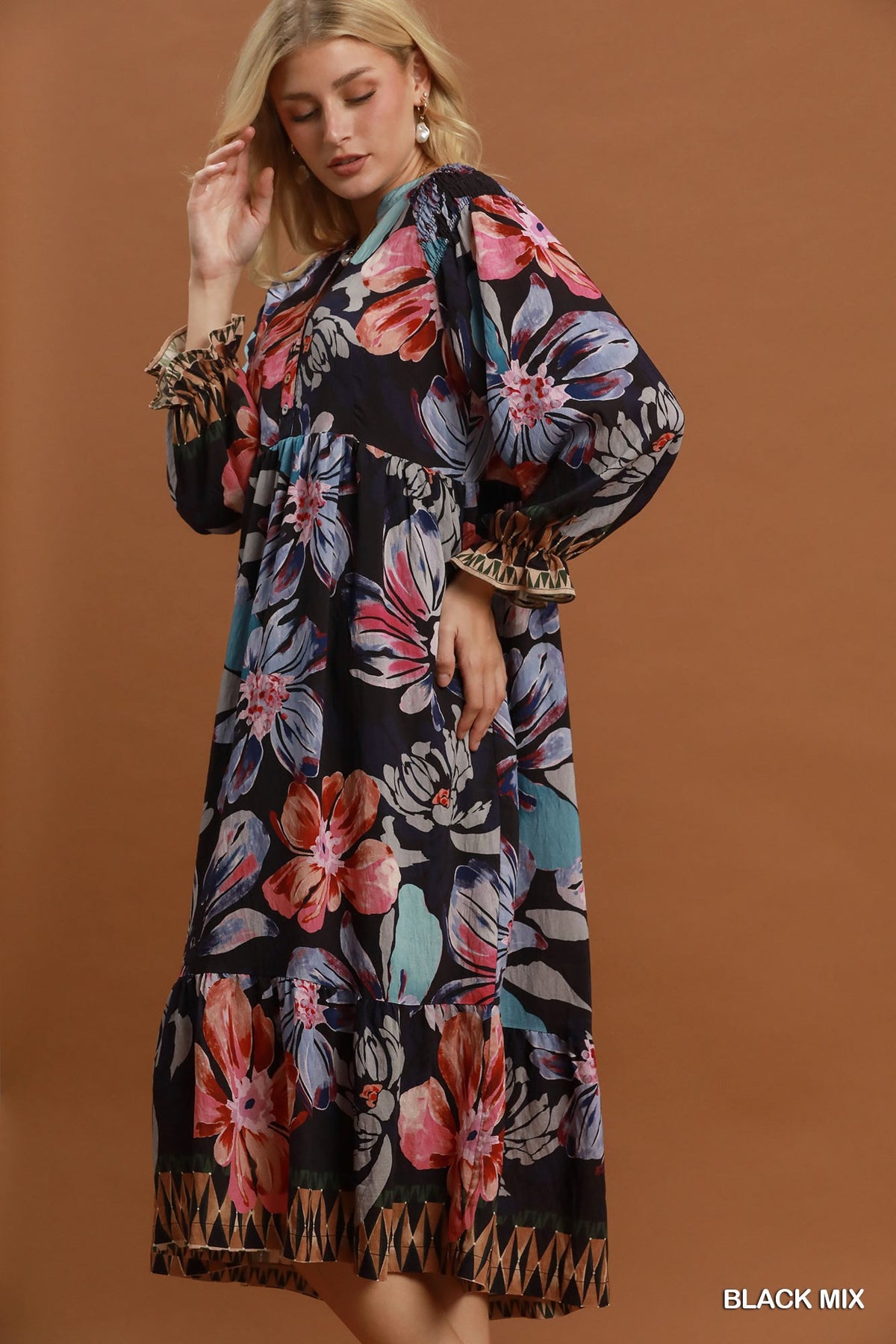 Boho Print tired Midi Dress