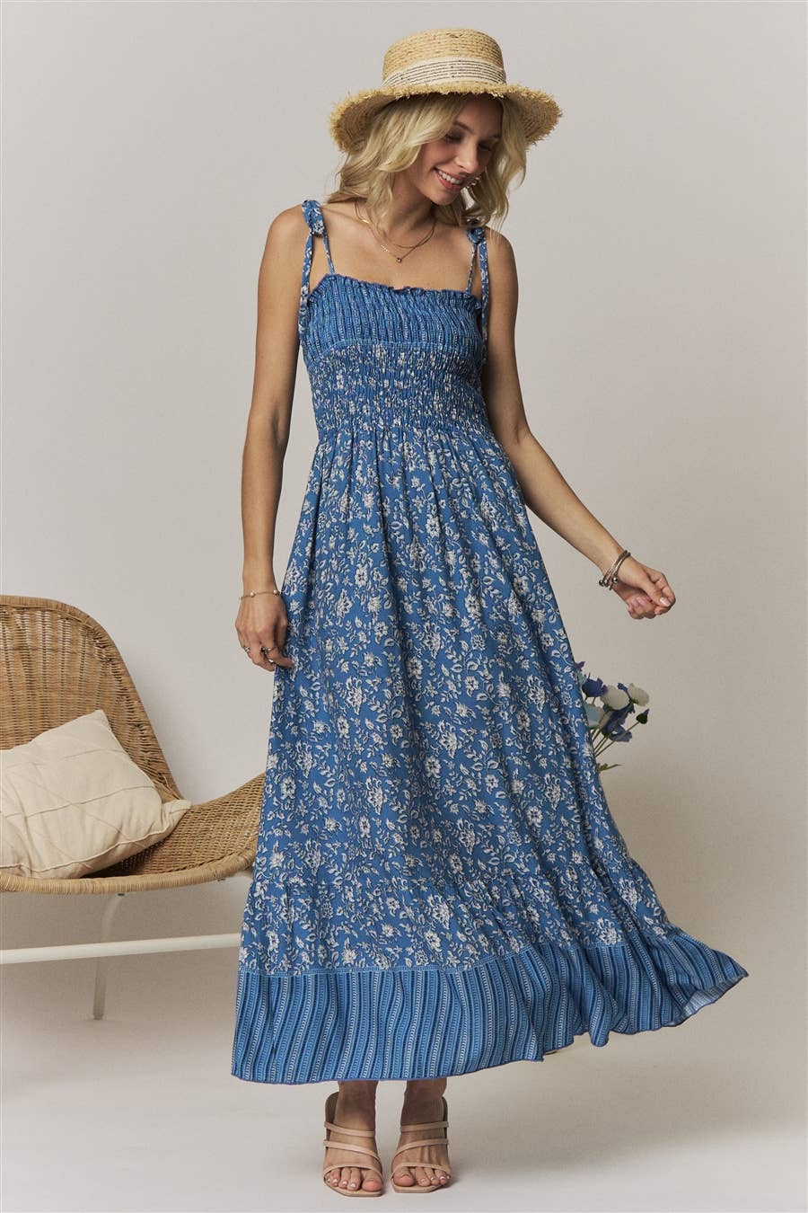 SMOCK TOP FLORAL DRESS