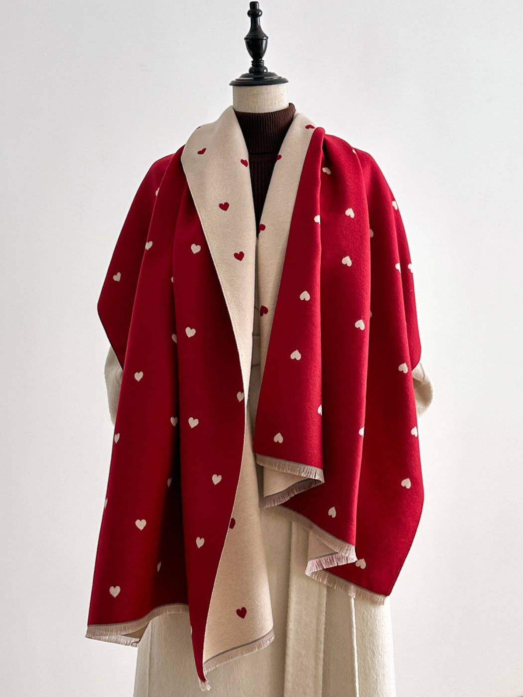 Reversible Heart Print Scarf & Wrap