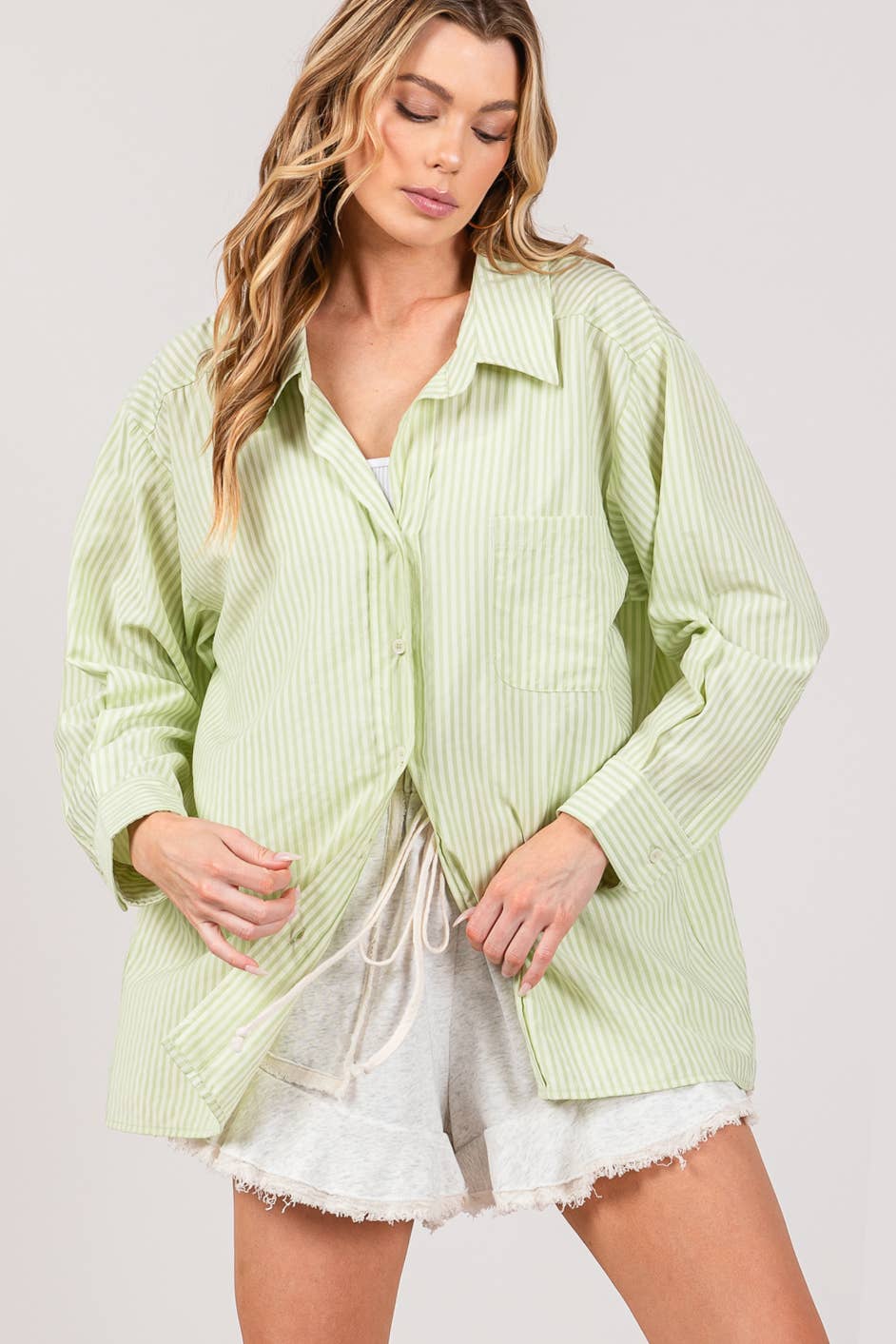 LOOSE FIT STRIPE BUTTON DOWN