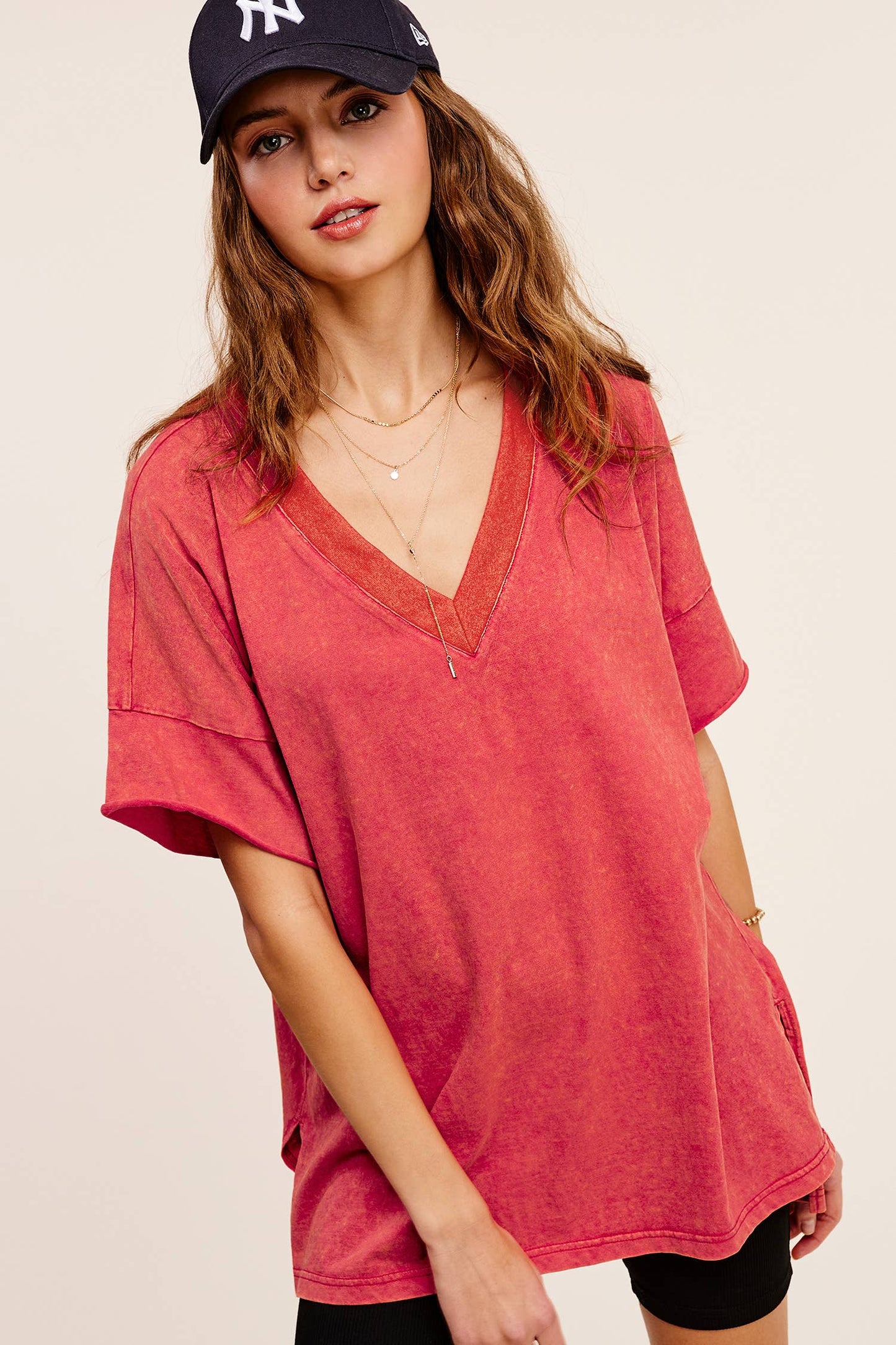 Mineral Washed  Short Sleeve Top