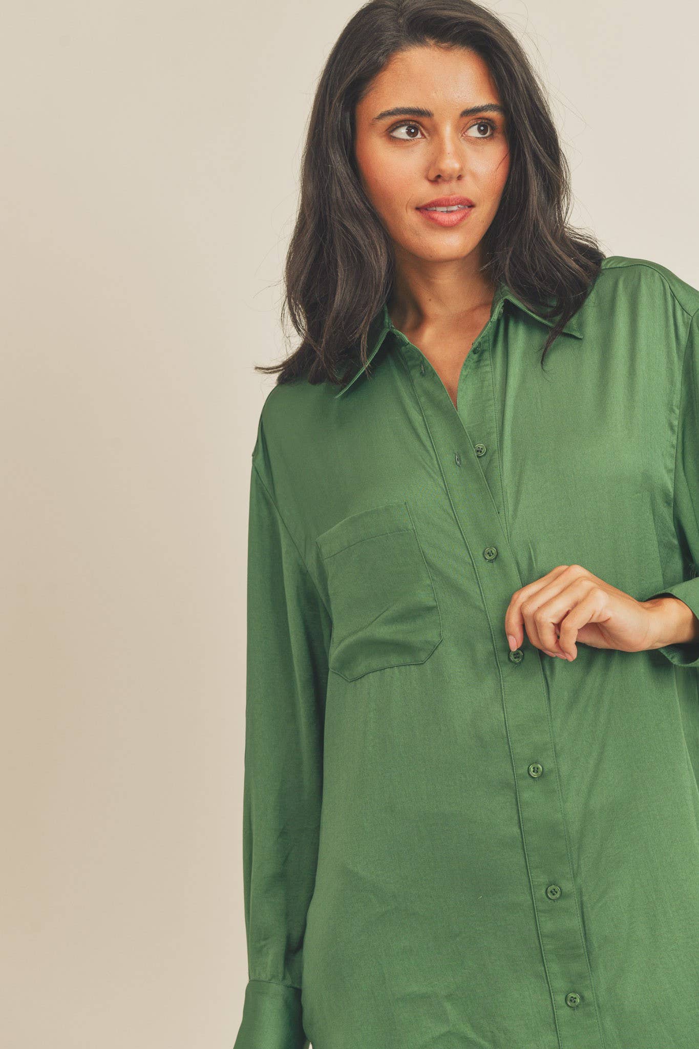COLLARED BUTTON DOWN TUNIC SHIRT