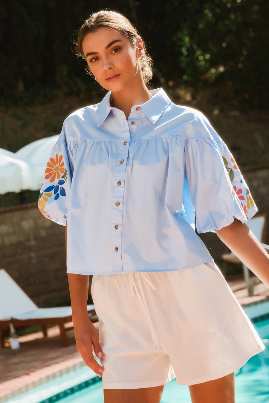 Plus Embroidery Classic Collar Shirts