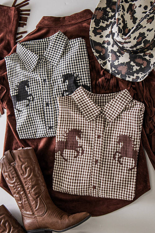 Western Horse Gingham Shirt