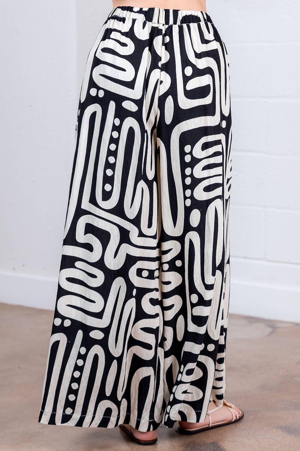 SP86355T-PRINTED PLEATED LONG PANTS