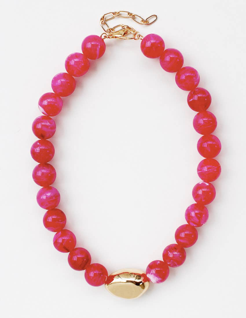 Gold Eye Accent Beaded Statement Necklace