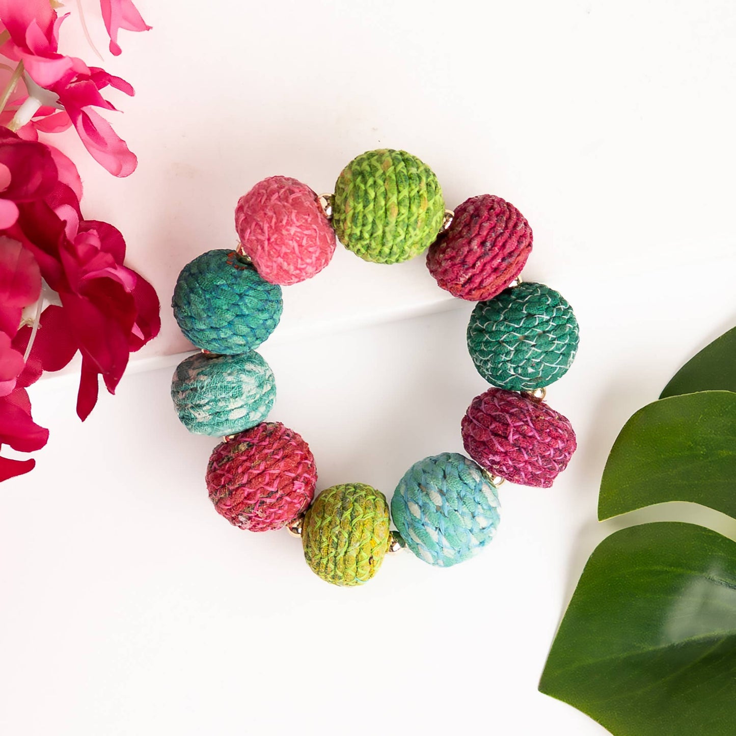 Threaded Kantha Bracelet - Bloom