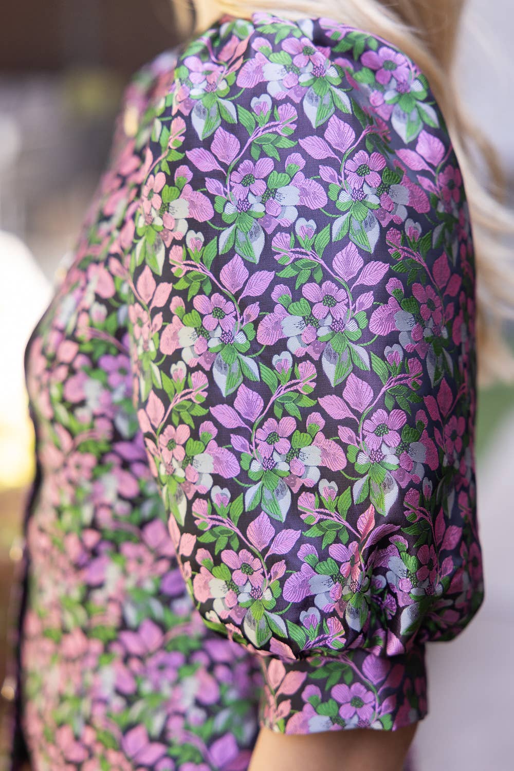 Button Up Floral Jacquard Top