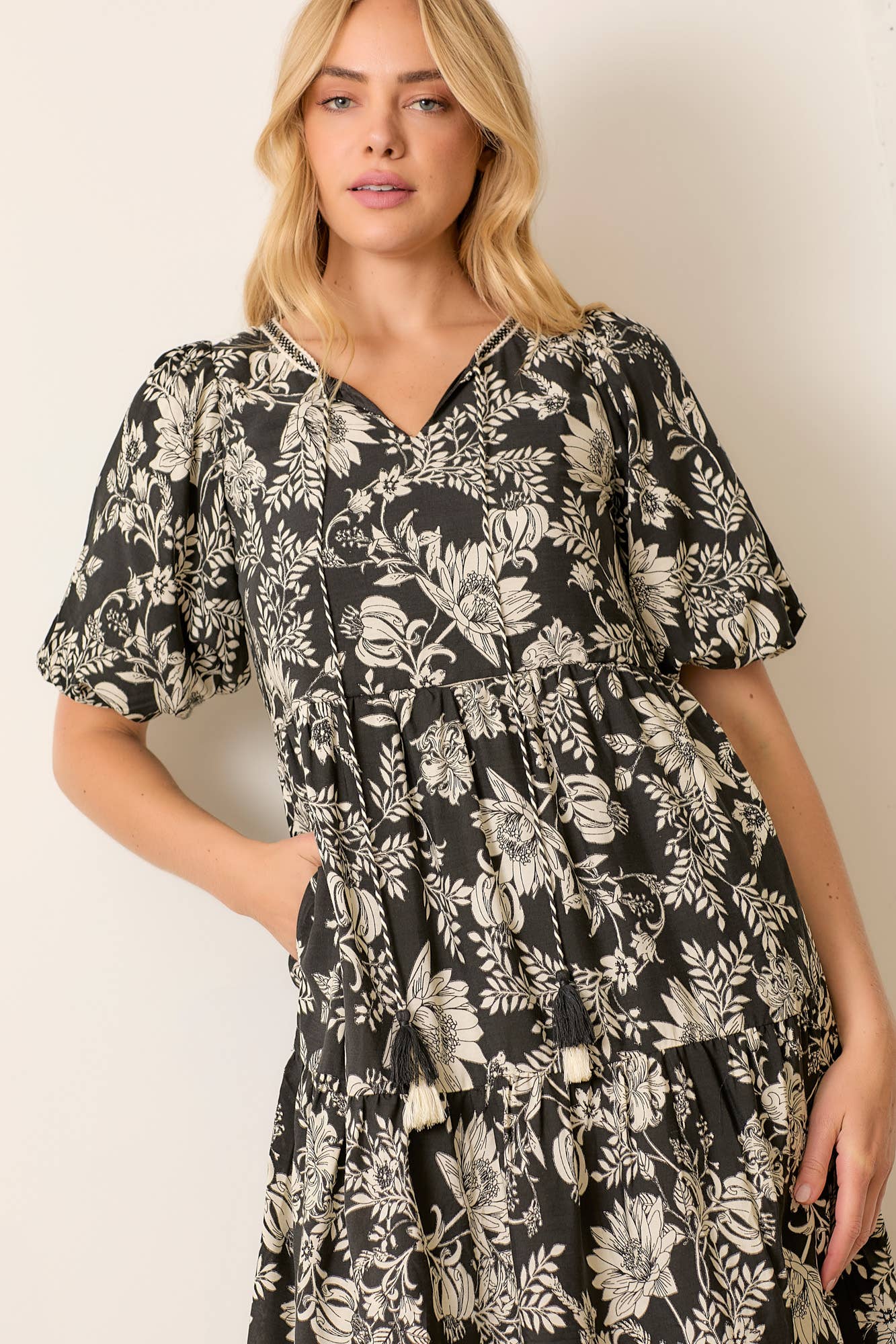 PRINTED FLORAL MIDI DRESS