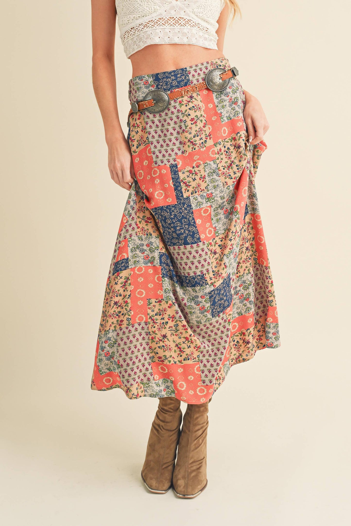 Patchwork Print Skirt